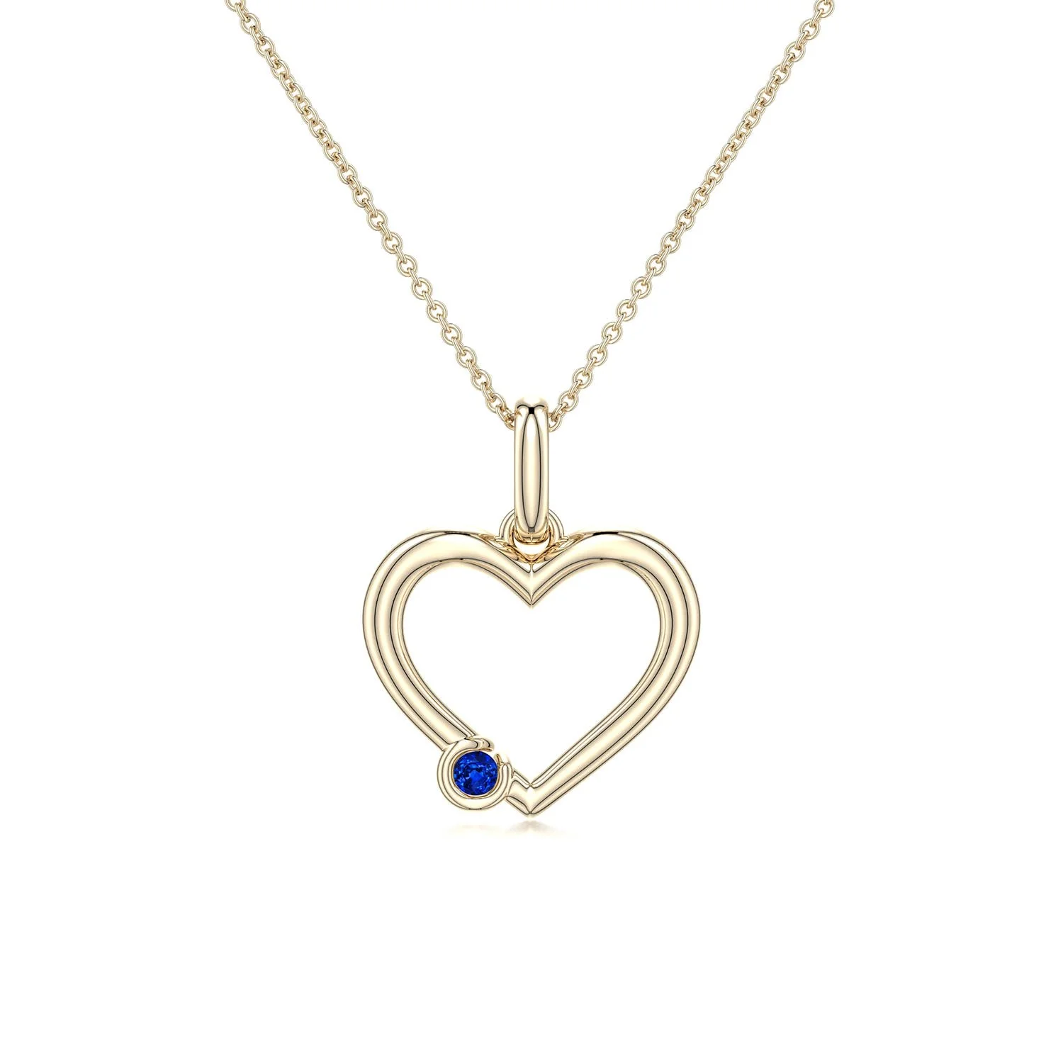 2.5 MM Offset Ruby Open Heart Pendant in 14K Yellow Gold - Image 6