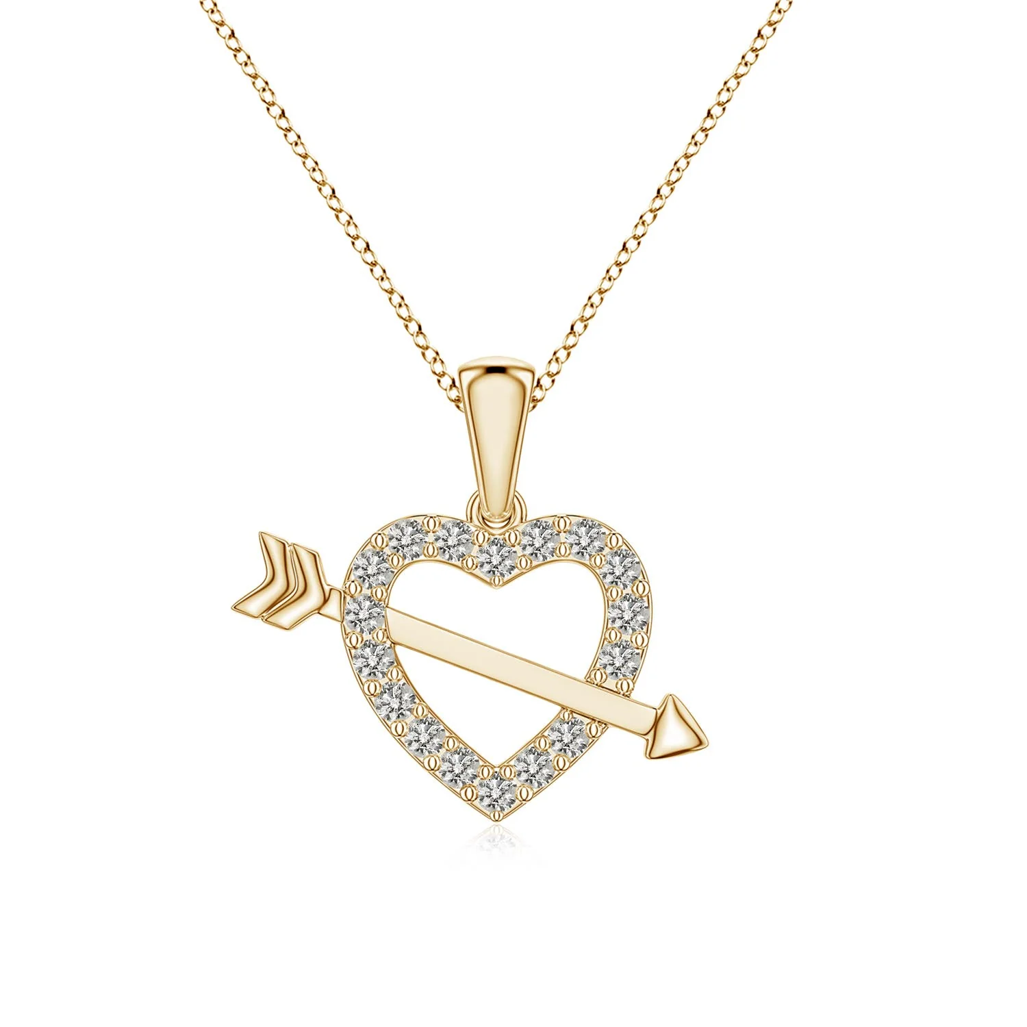 2.5 MM Diamond Asymmetrical Open Heart Pendant in 14K Yellow Gold - Image 7