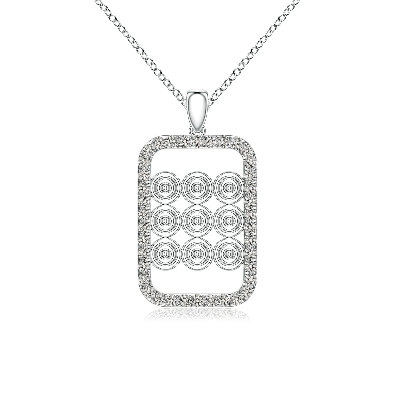 1 MM Interlocking Diamond Open Circle Pendant in Platinum - Image 8