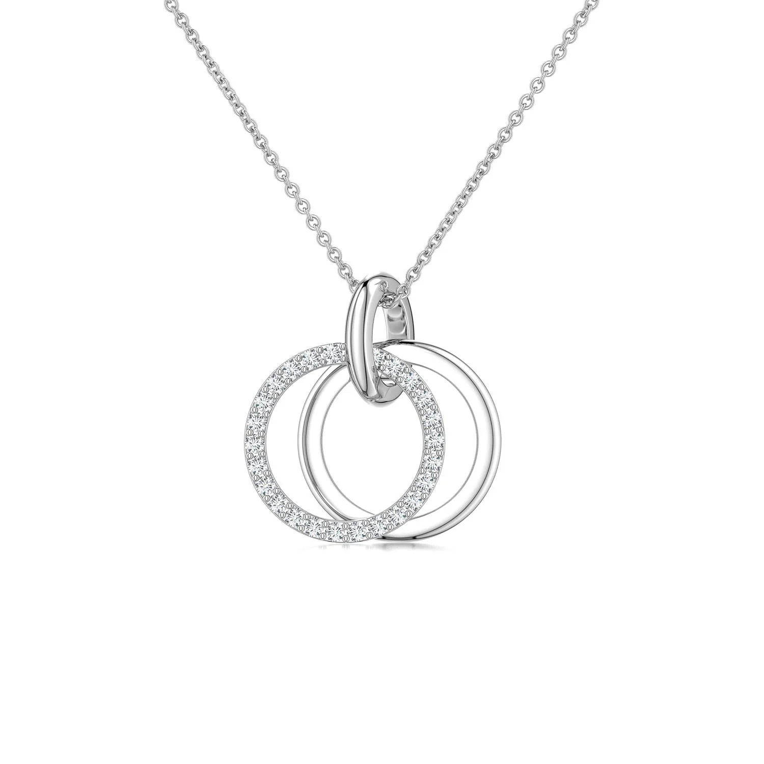 1 MM Interlocking Ruby Open Circle Pendant in Silver - Image 9