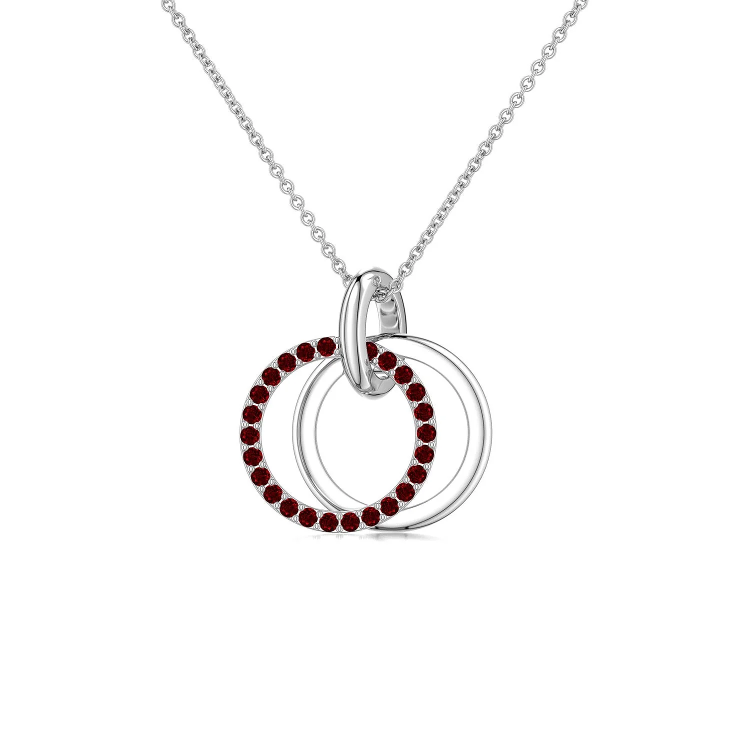 1 MM Interlocking Ruby Open Circle Pendant in 18K White Gold - Image 9