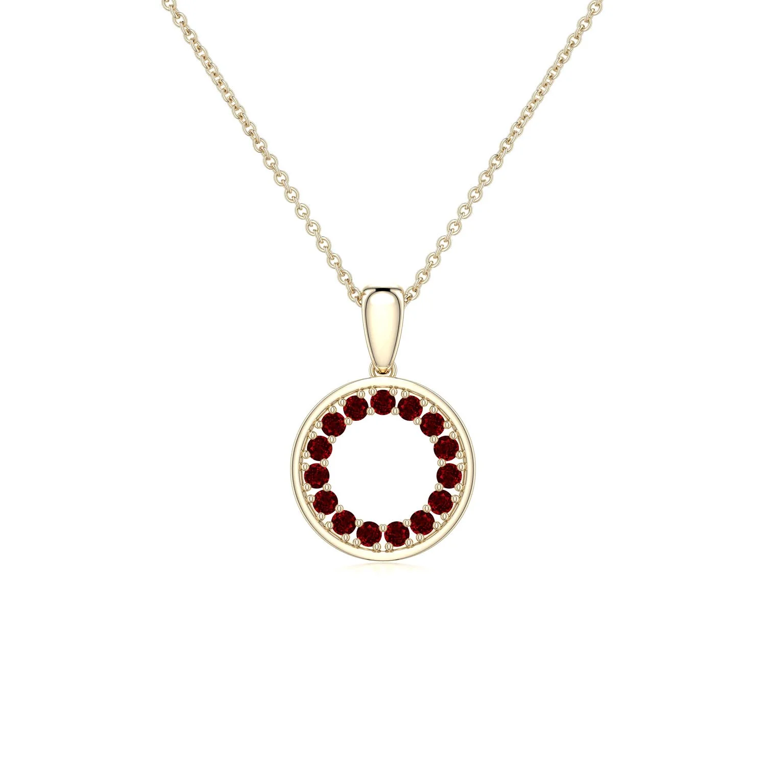 1 MM Interlocking Ruby Open Circle Pendant in 14K Yellow Gold - Image 3