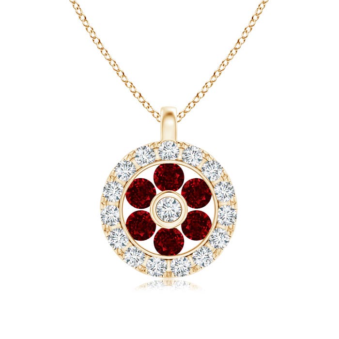 1 MM Interlocking Ruby Open Circle Pendant in 14K Yellow Gold - Image 4