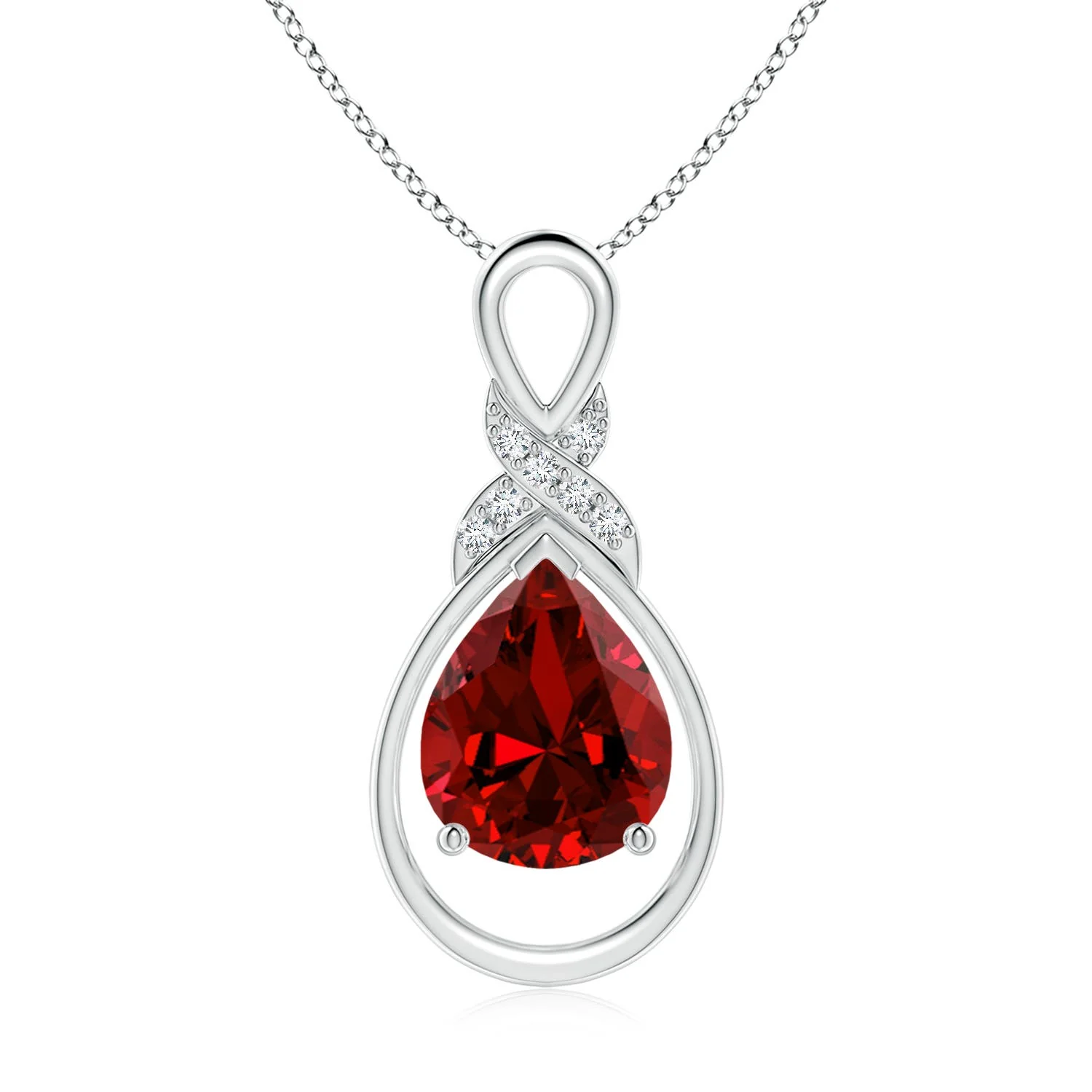 0.43 CTW Pear Blue Sapphire Infinity Twist Pendant in 18K White Gold - Image 7