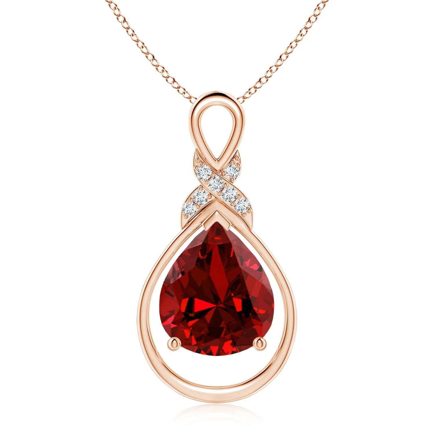 0.75 CTW Pear Blue Sapphire Twisted Frame Infinity Pendant in 14K Rose Gold - Image 6