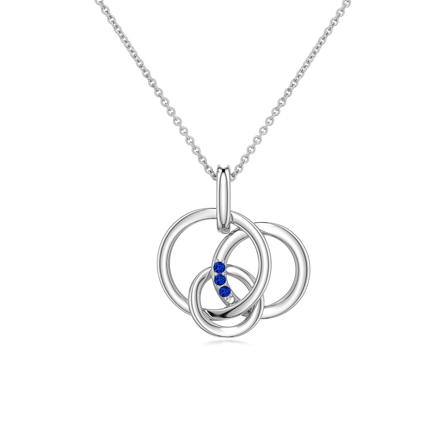 1.3 MM Ruby Interlocking Triple Circle Pendant in 18K White Gold