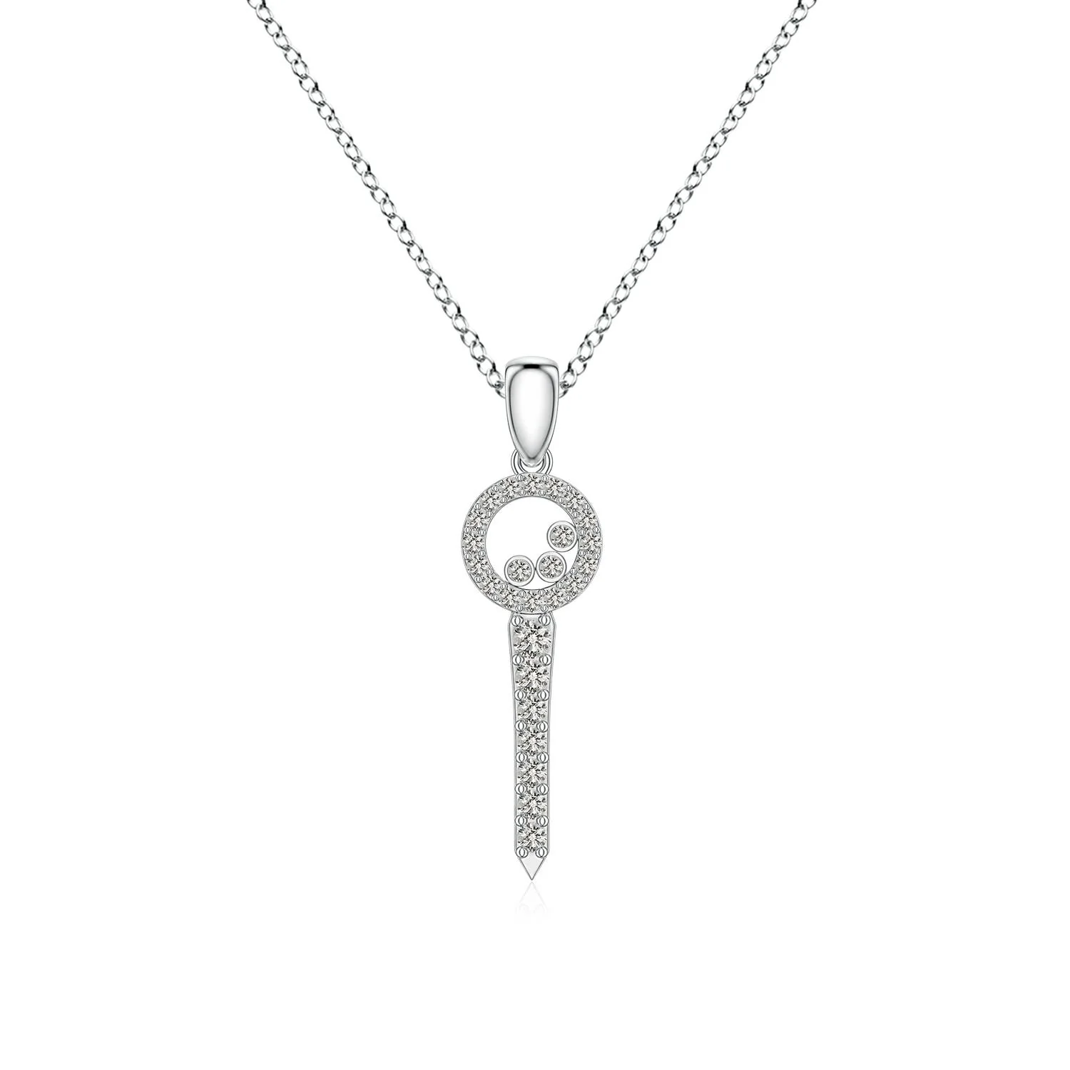 1 MM Bezel-Set Diamond Vertical Bar Pendant in Silver - Image 9