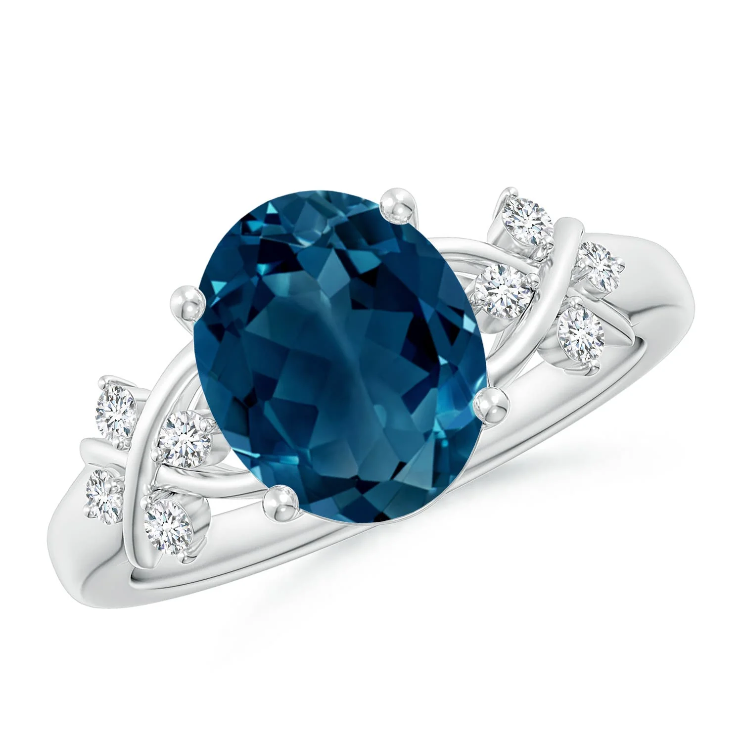 13.9 CTW GIA Certified Five-Petal Flower London Blue Topaz Solitaire Ring in 14K Yellow Gold - Image 5
