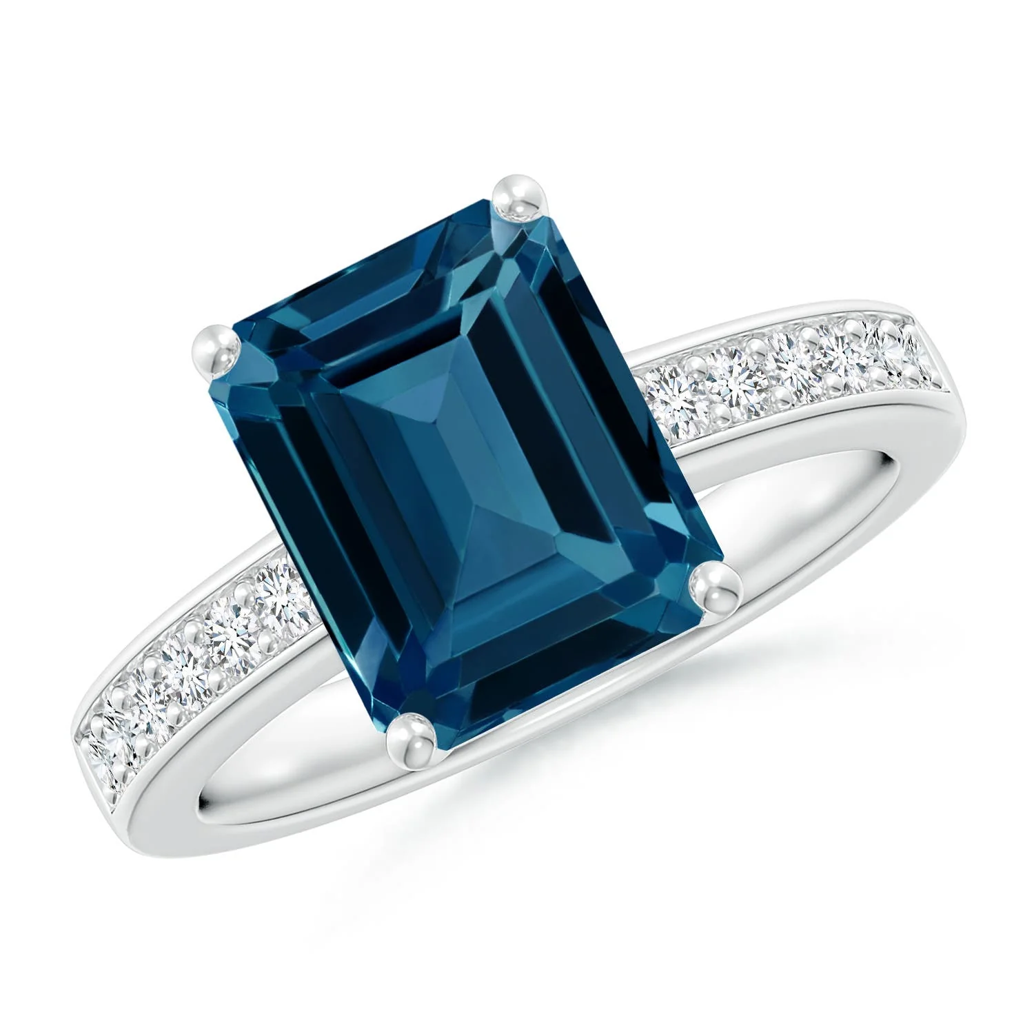 13.9 CTW GIA Certified Five-Petal Flower London Blue Topaz Solitaire Ring in 14K Yellow Gold - Image 6