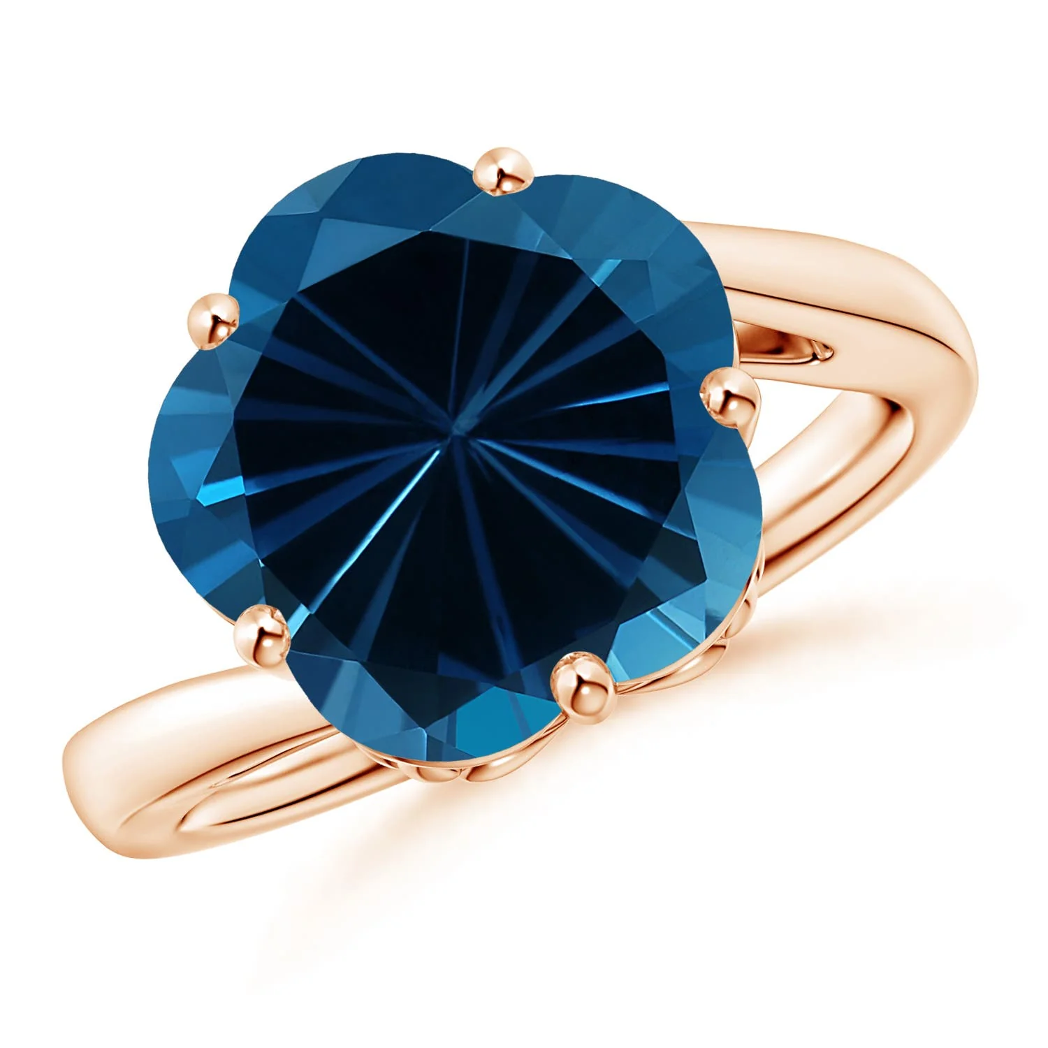 13.9 CTW GIA Certified Five-Petal Flower London Blue Topaz Solitaire Ring in 14K Yellow Gold - Image 8