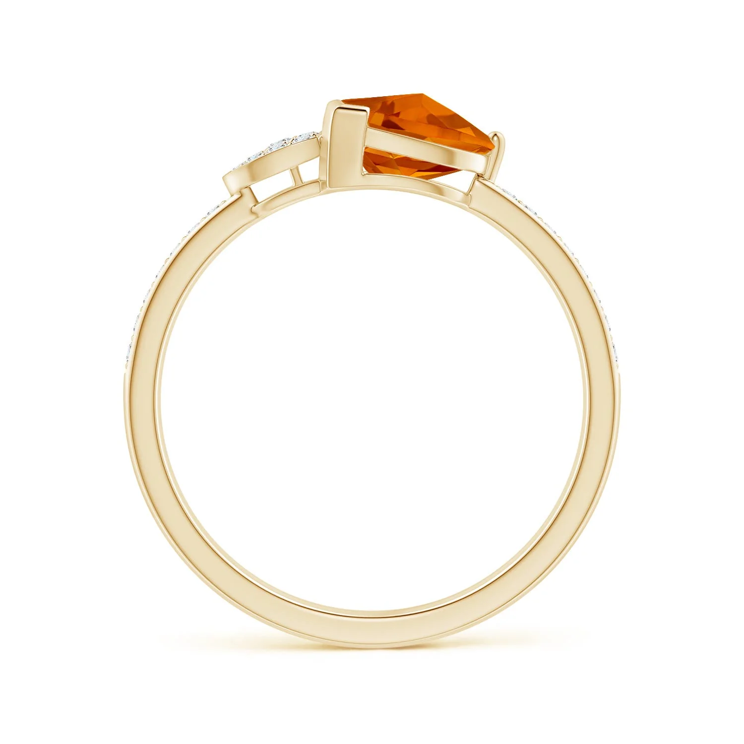 1.64 CTW Heart-Shaped Citrine Ring with Pave Diamonds in 18K Yellow Gold - Image 2