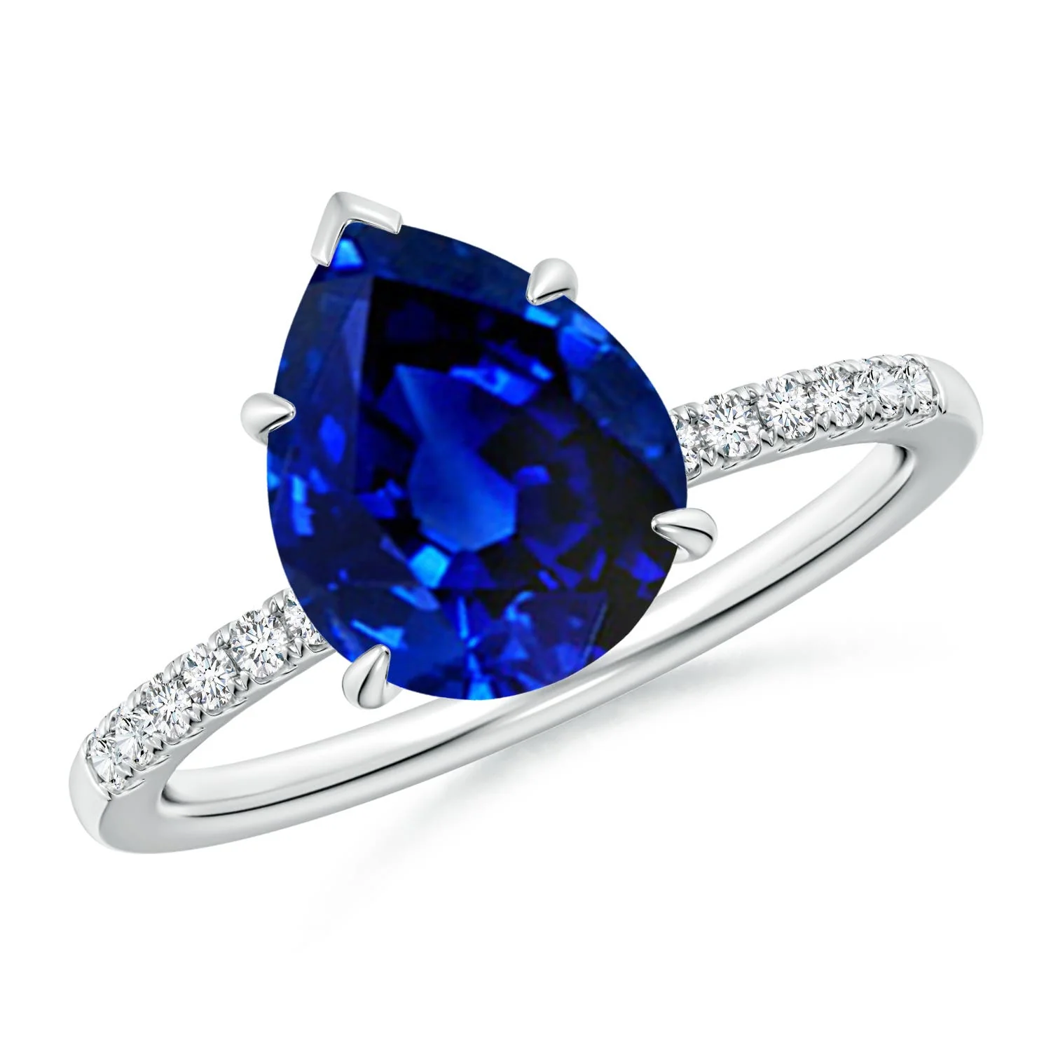 0.89 CTW Lab-Grown Vintage Style Bezel-Set Oval Sapphire Engagement Ring with Diamonds in 18K White Gold - Image 5