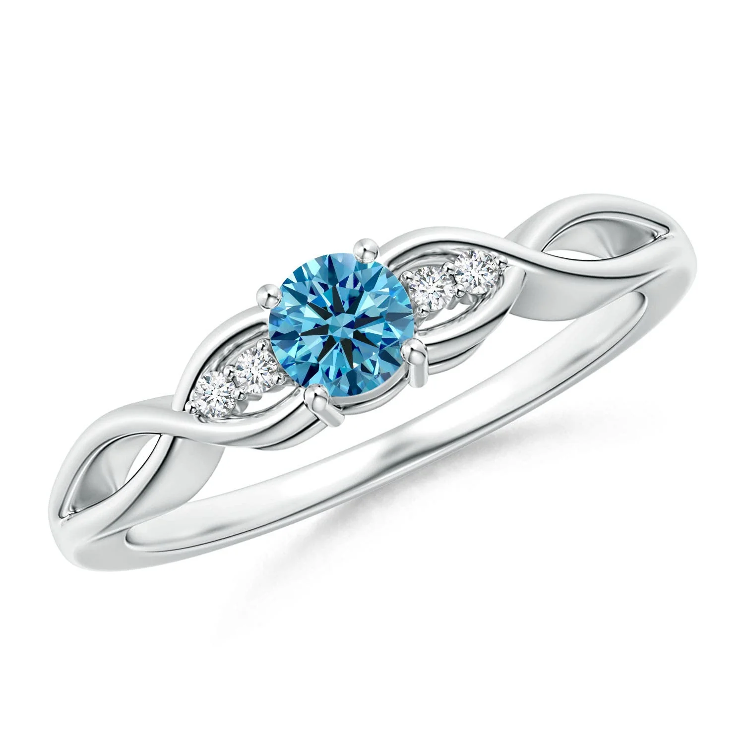 0.75 CTW Round Lab-Grown Fancy Intense Blue Diamond Cushion Halo Engagement Ring with Milgrain in 14K Yellow Gold - Image 5