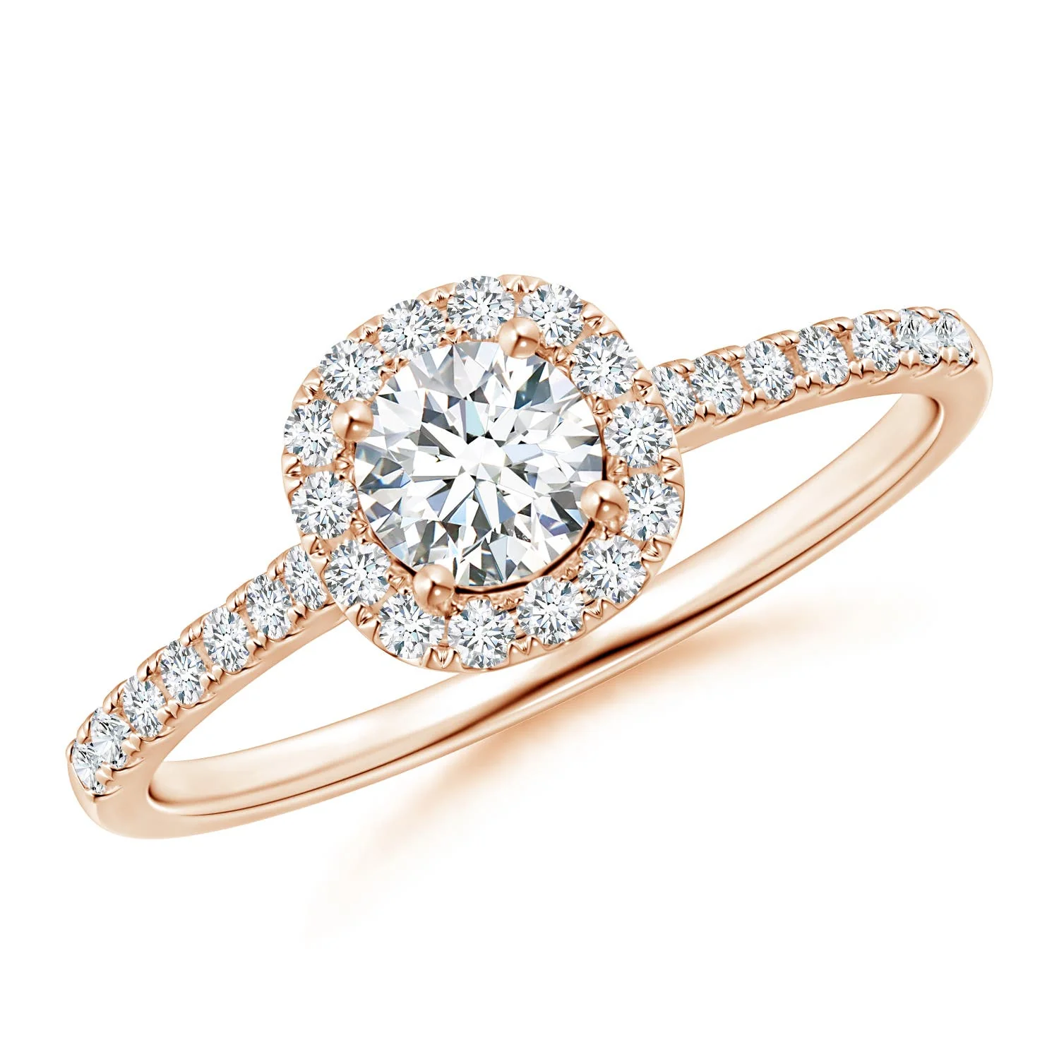 1.07 CTW Round Lab-Grown Fancy Intense Yellow Diamond Halo Engagement Ring with Accents in 18K Rose Gold - Image 6