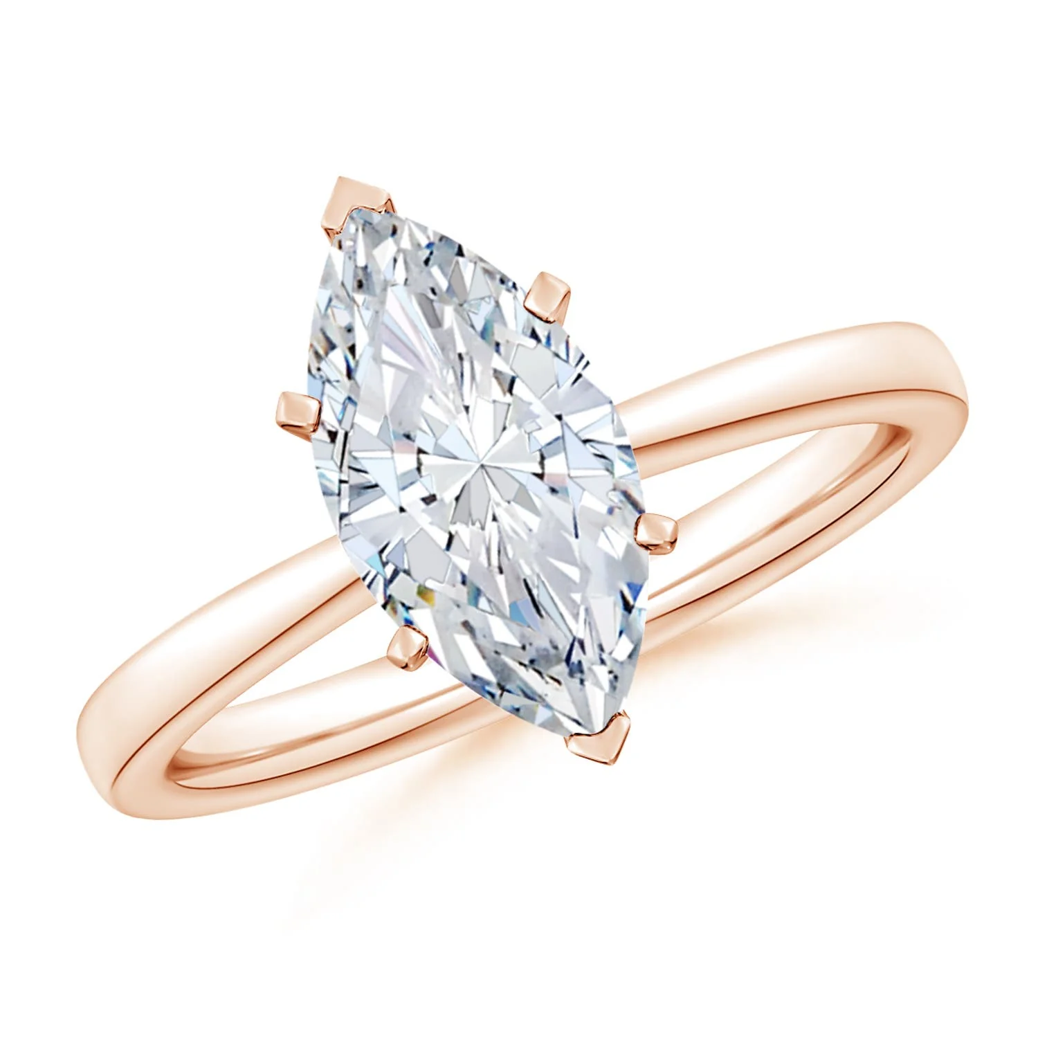 0.52 CTW Lab-Grown Solitaire Diamond Tapered Shank Engagement Ring with Accents in 14K White Gold - Image 3