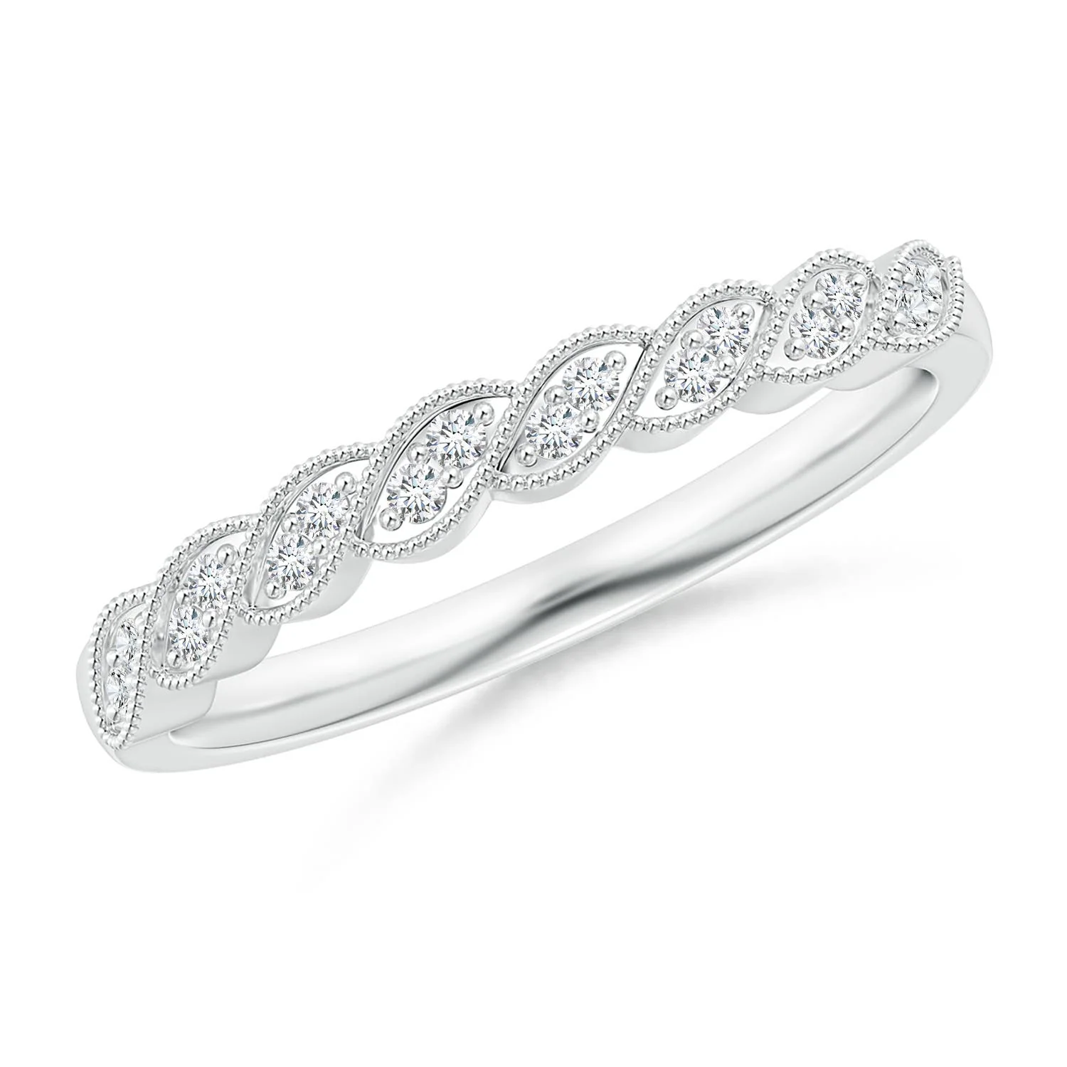0.31 CTW Lab-Grown Round Diamond Stackable Fashion Ring with Milgrain in 14K White Gold - Image 4