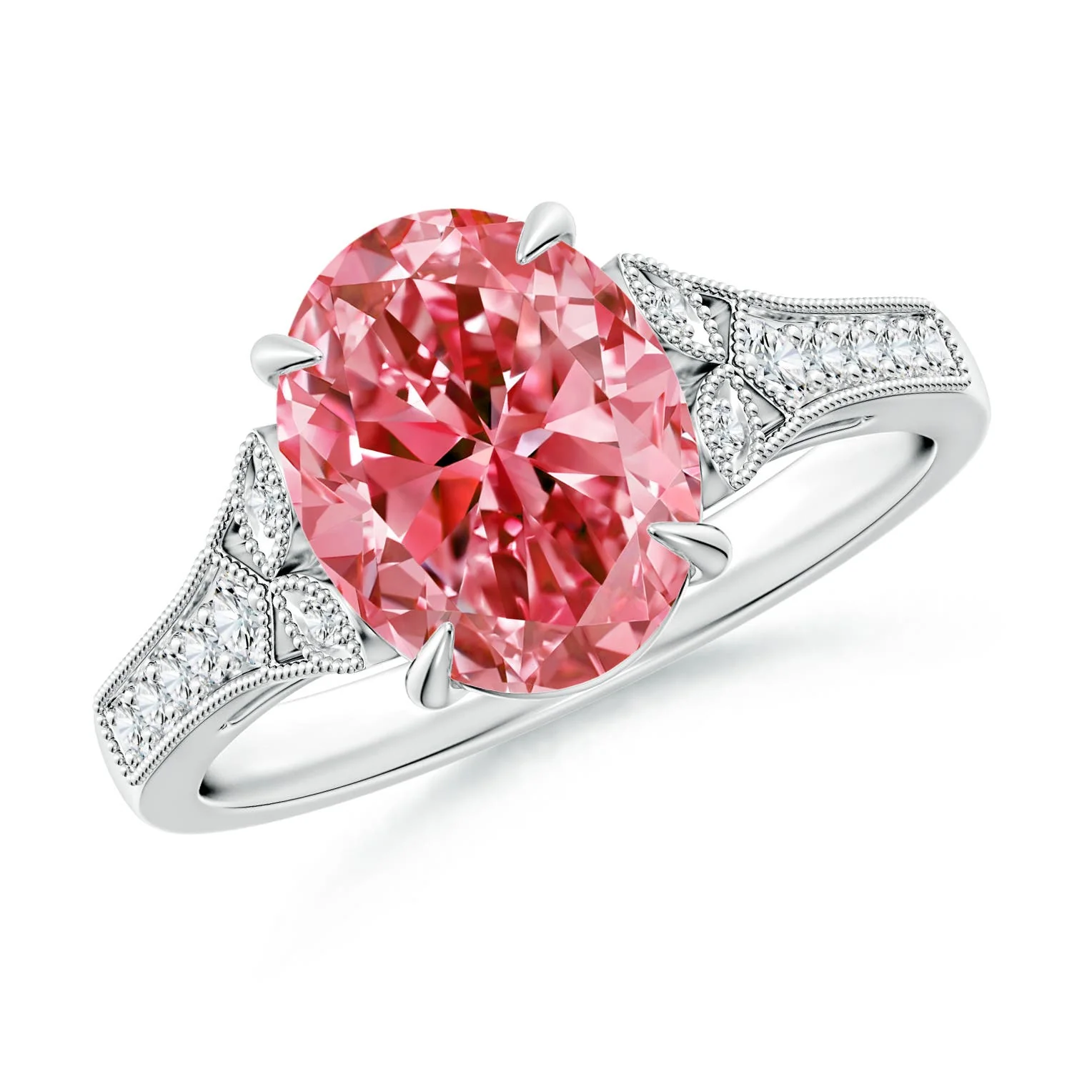 1.39 CTW Lab-Grown Aeon Vintage Inspired Oval Ruby Solitaire Engagement Ring with Milgrain in 14K Rose Gold - Image 7