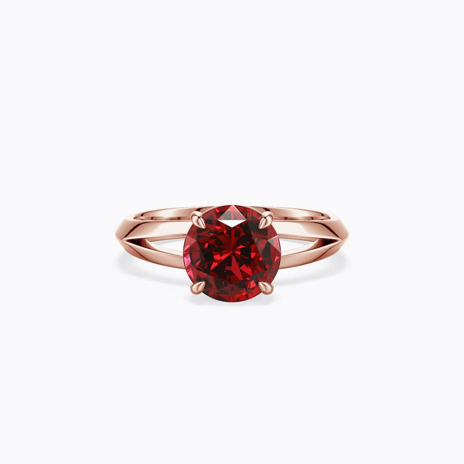 5.17 CTW Round Lab-Grown Ruby Tapered Shank Engagement Ring with Diamond Accents in 14K Rose Gold - Image 2