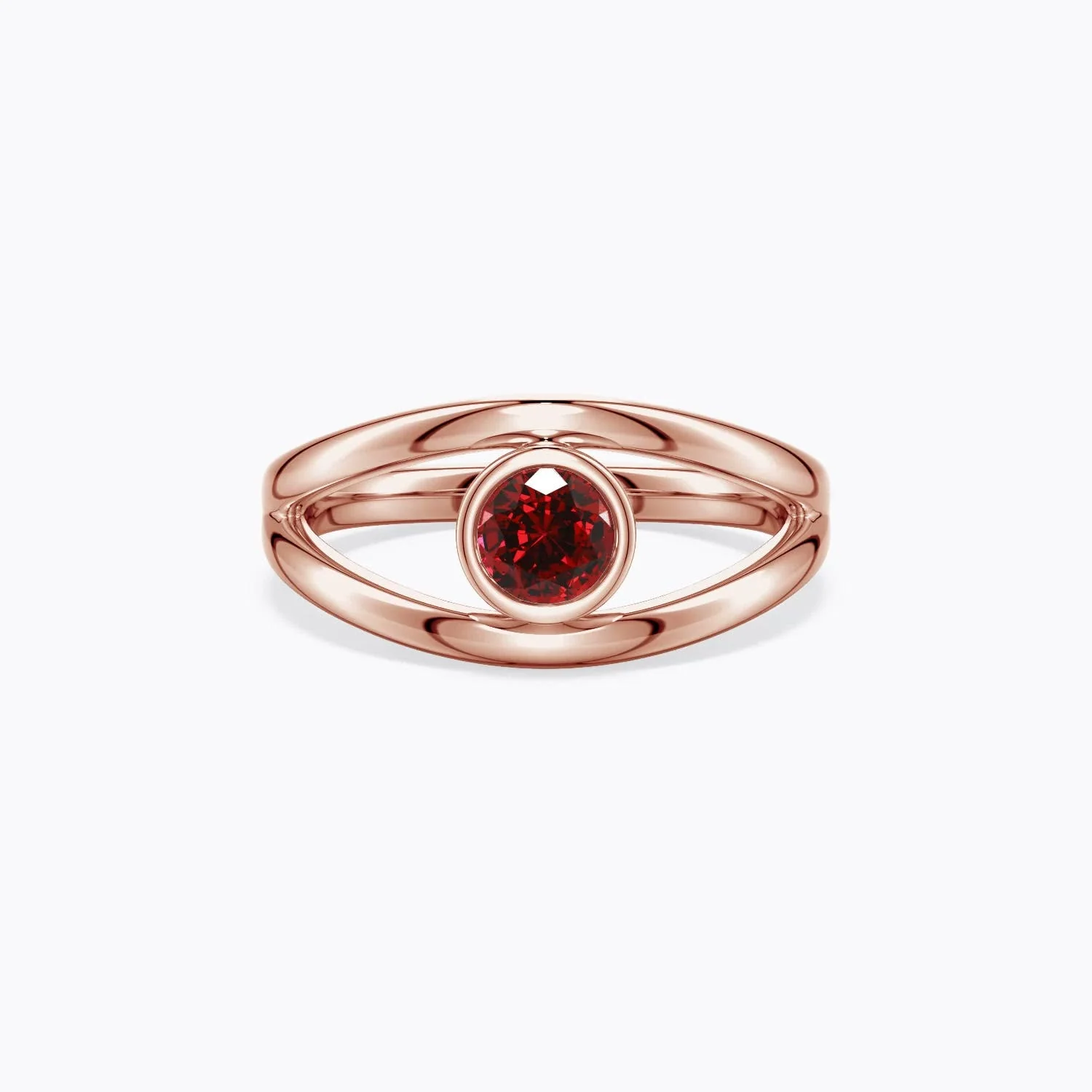5.17 CTW Round Lab-Grown Ruby Tapered Shank Engagement Ring with Diamond Accents in 14K Rose Gold - Image 3
