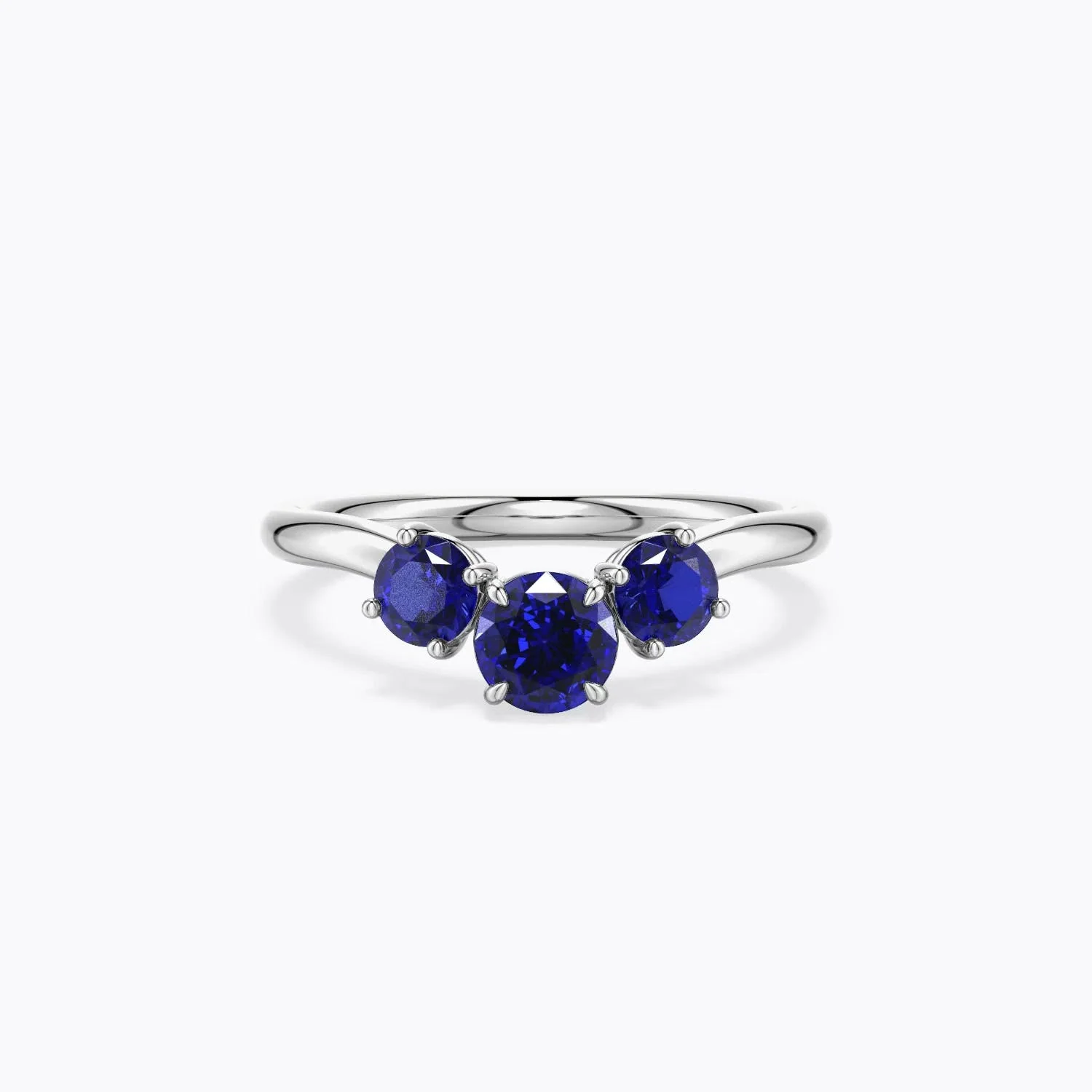 1.67 CTW Lab-Grown Round Blue Sapphire Side Stone Engagement Ring with Accents in Platinum