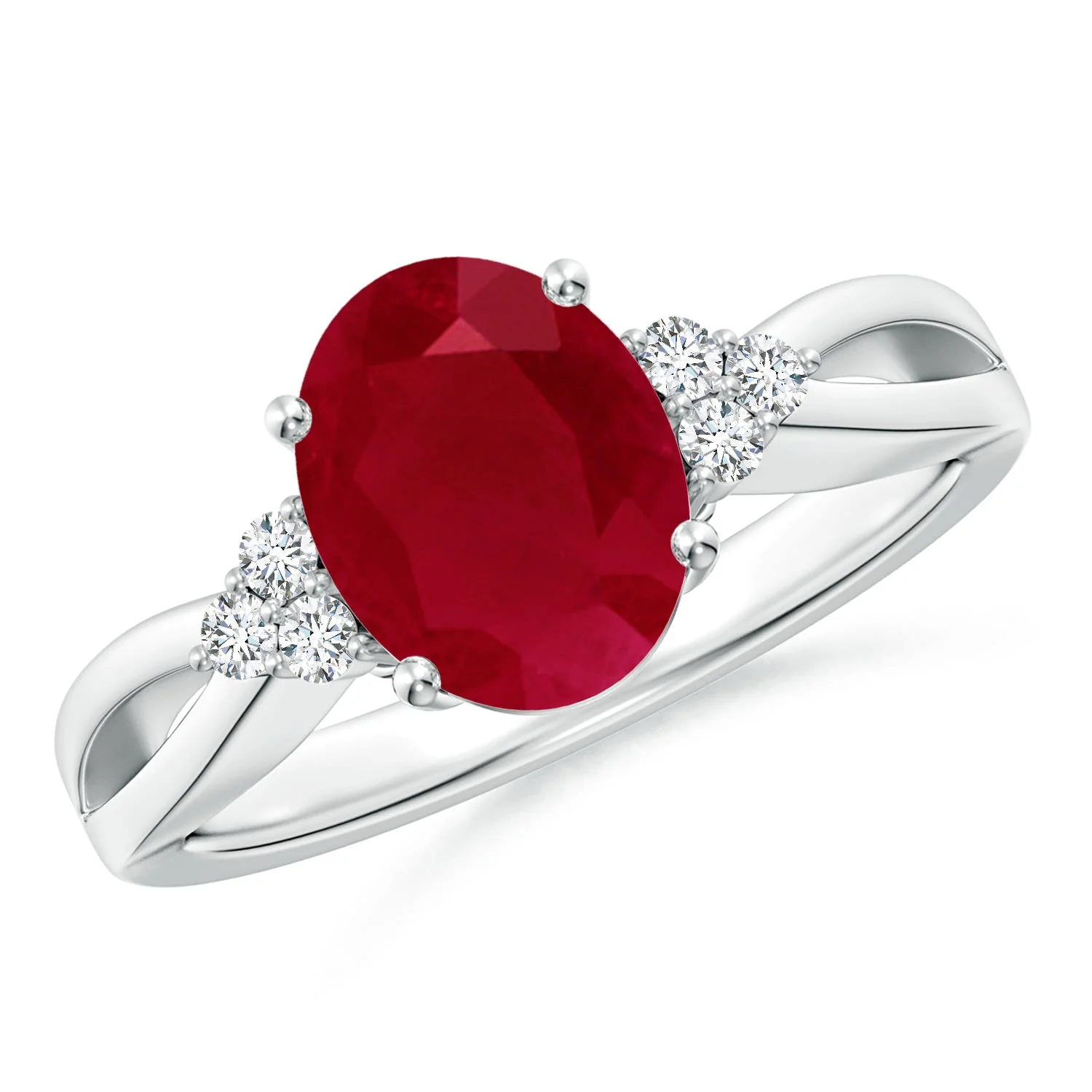 2.9 CTW Oval Lab-Grown Diamond Infinity Engagement Ring with Accents in 18K White Gold - Image 5