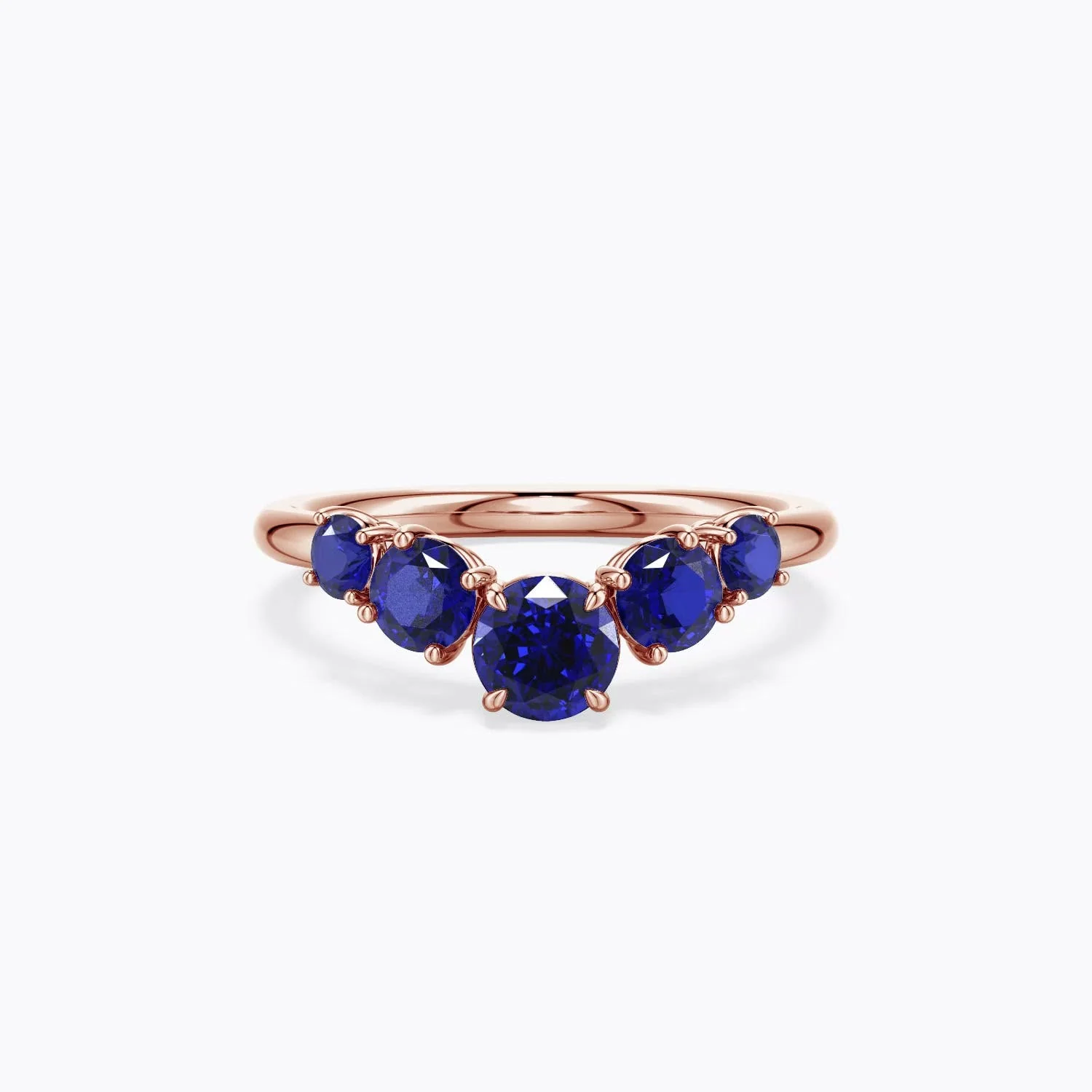 4.17 CTW Lab-Grown Round Blue Sapphire Engagement Ring with Multi-Shape Diamonds in 18K Rose Gold - Image 2