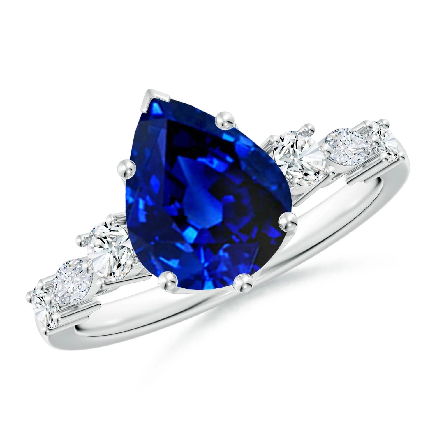 4.17 CTW Lab-Grown Round Blue Sapphire Engagement Ring with Multi-Shape Diamonds in 18K Rose Gold - Image 5