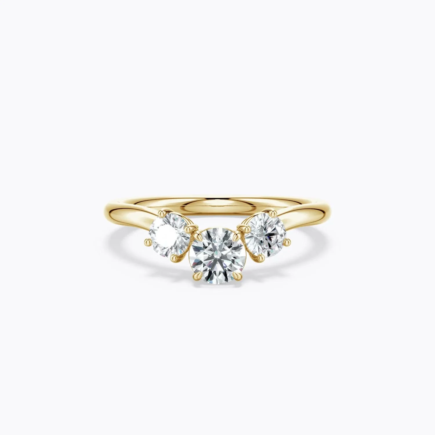 0.87 CTW Round Lab-Grown Diamond Engagement Ring with Mixed Cut Accents in 18K Yellow Gold