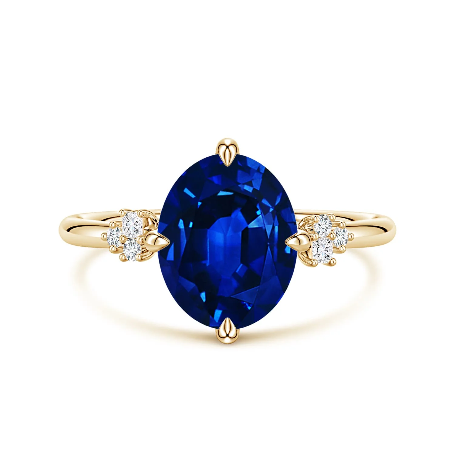 2.34 CTW Lab-Grown Oval Emerald Engagement Ring with Mixed Cut Diamonds in 14K Yellow Gold - Image 7