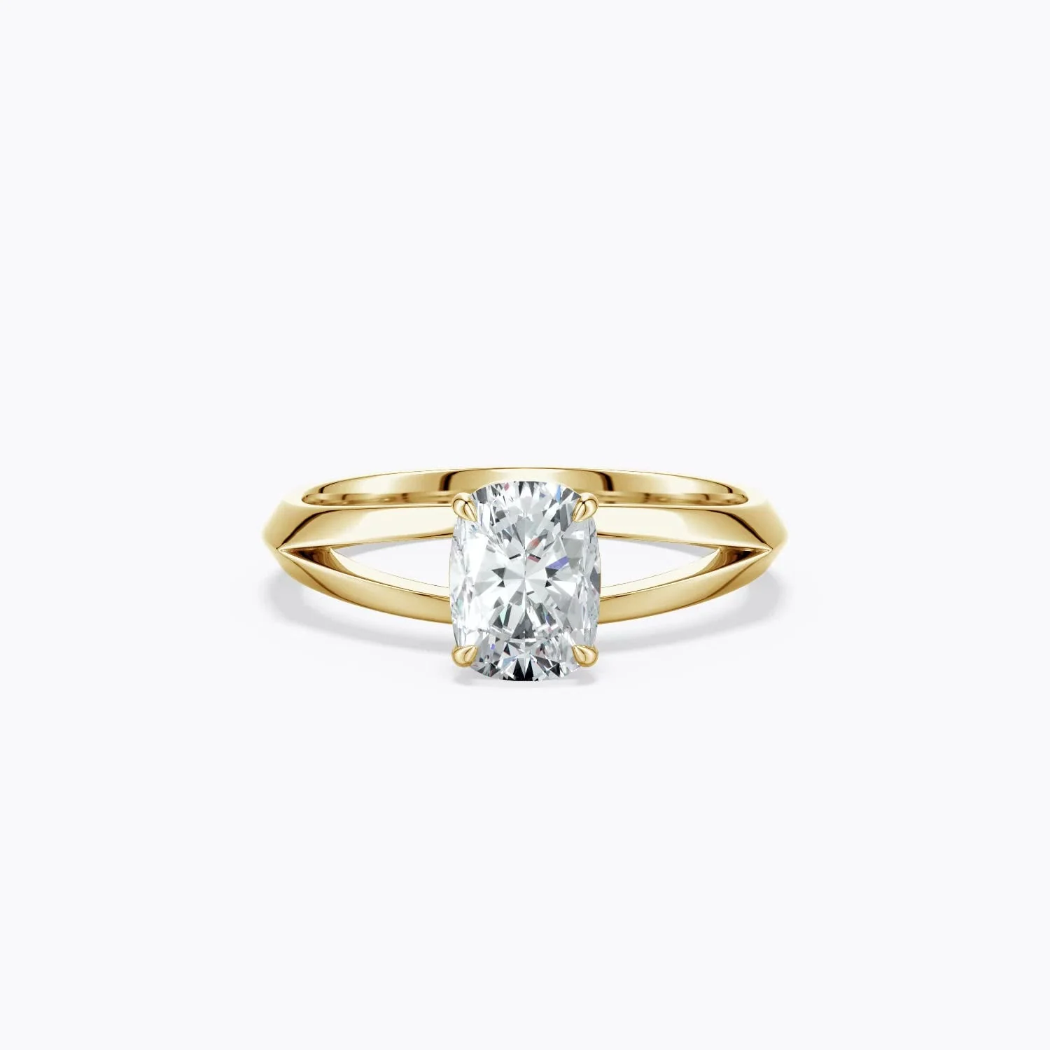 1.13 CTW Cushion Rectangular Lab-Grown Diamond Engagement Ring with Pavé Accents in 14K Yellow Gold - Image 2