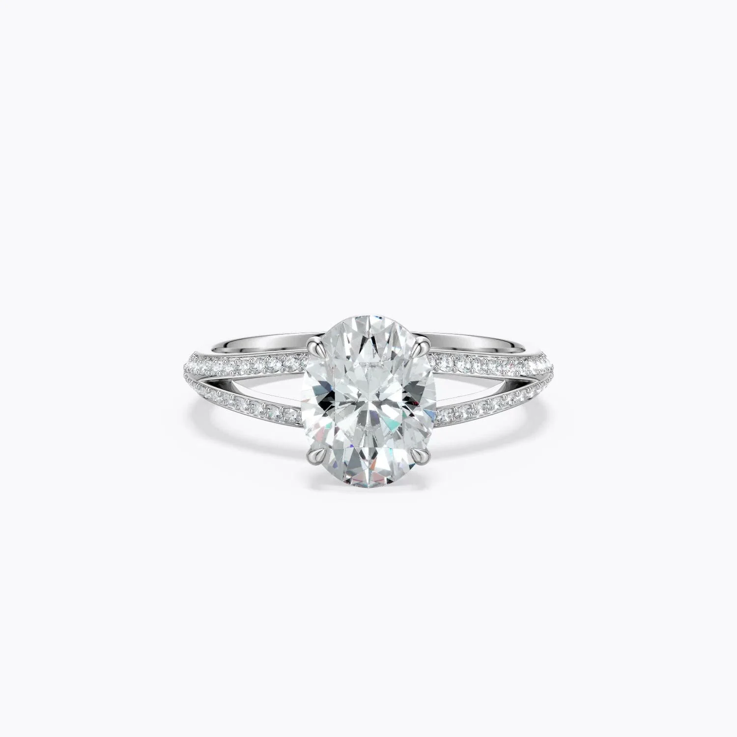6.45 CTW Oval Lab-Grown Ruby Engagement Ring with Pavé Accents in 14K White Gold - Image 4