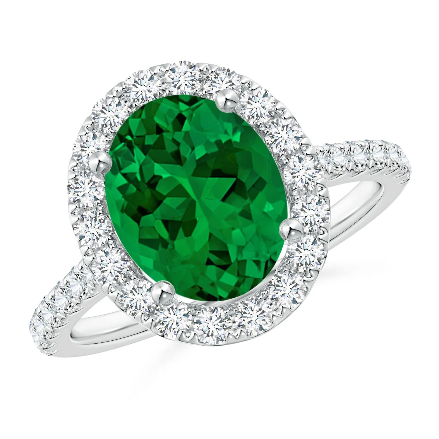 2.65 CTW Round Lab-Grown Diamond Halo Engagement Ring with Accents in 14K White Gold - Image 7