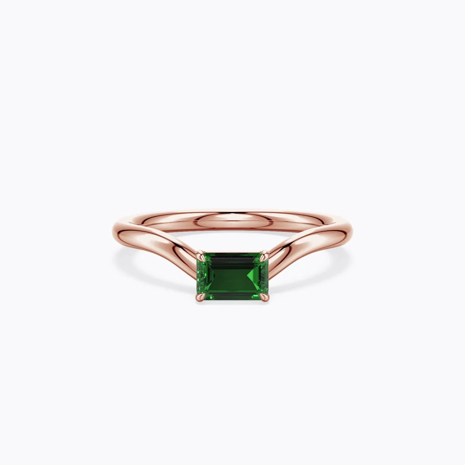 1.78 CTW Emerald-Cut Lab-Grown Emerald Engagement Ring with Baguette Accents in 14K Rose Gold - Image 6