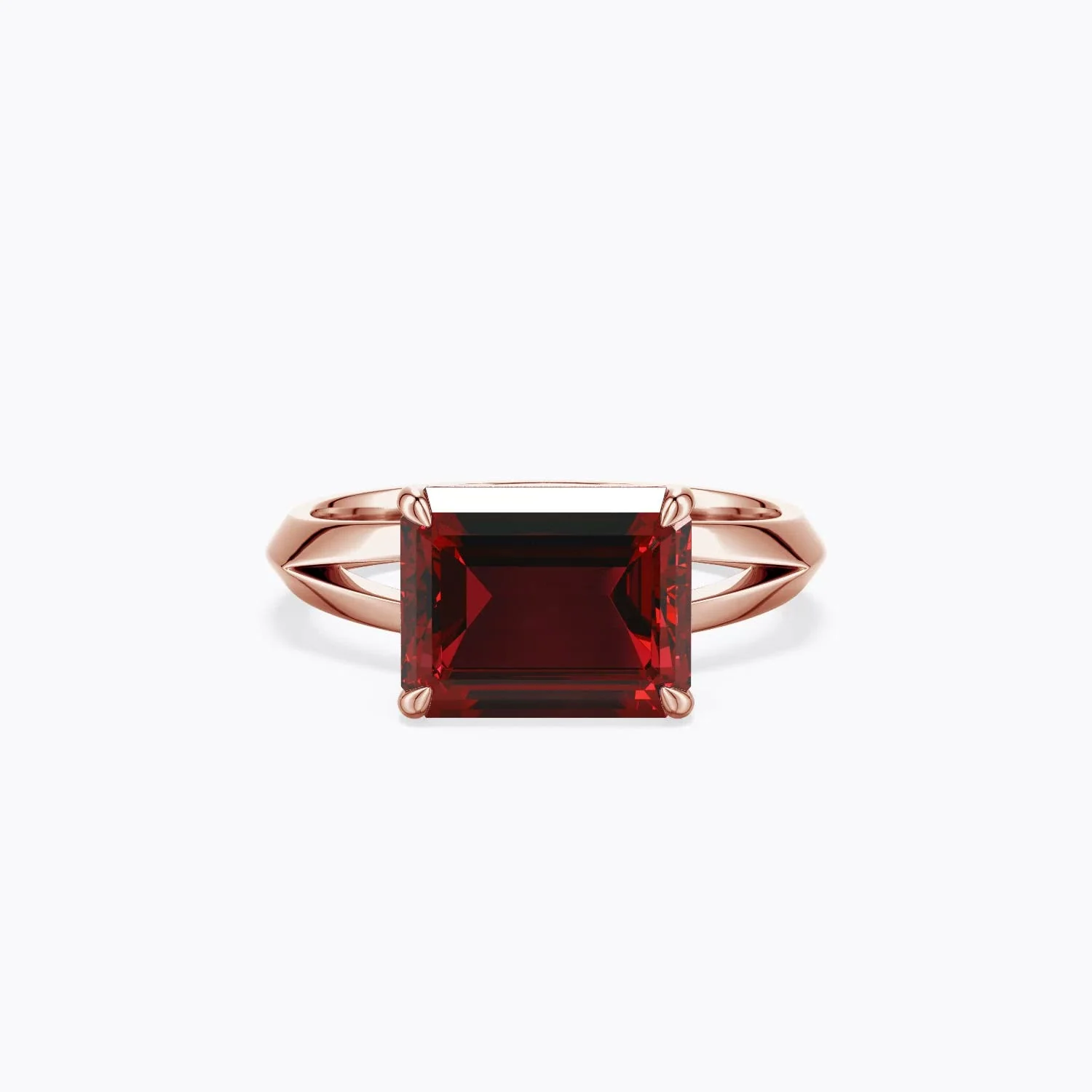 1.88 CTW Emerald-Cut Lab-Grown Ruby Engagement Ring with Baguette Accents in 14K Rose Gold