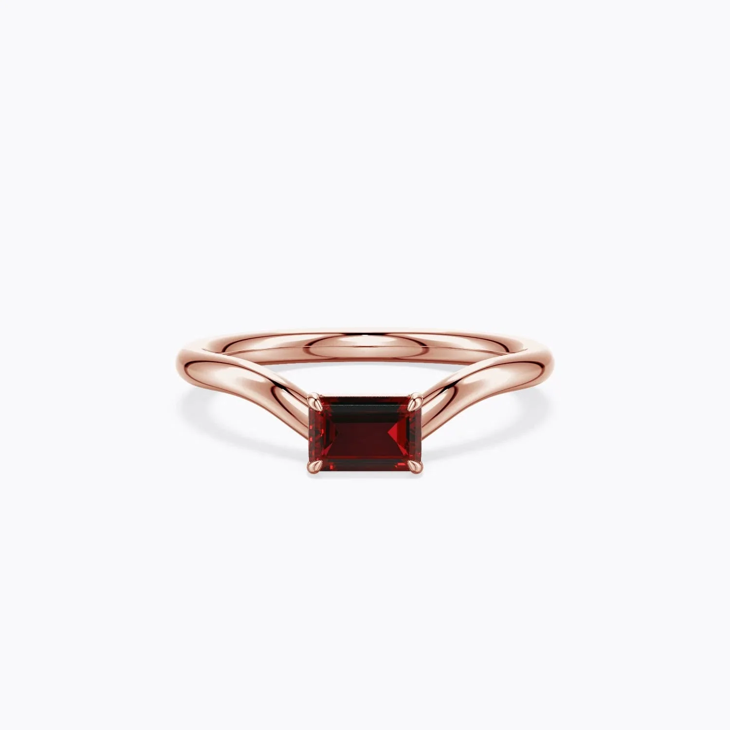 1.88 CTW Emerald-Cut Lab-Grown Ruby Engagement Ring with Baguette Accents in 14K Rose Gold - Image 6