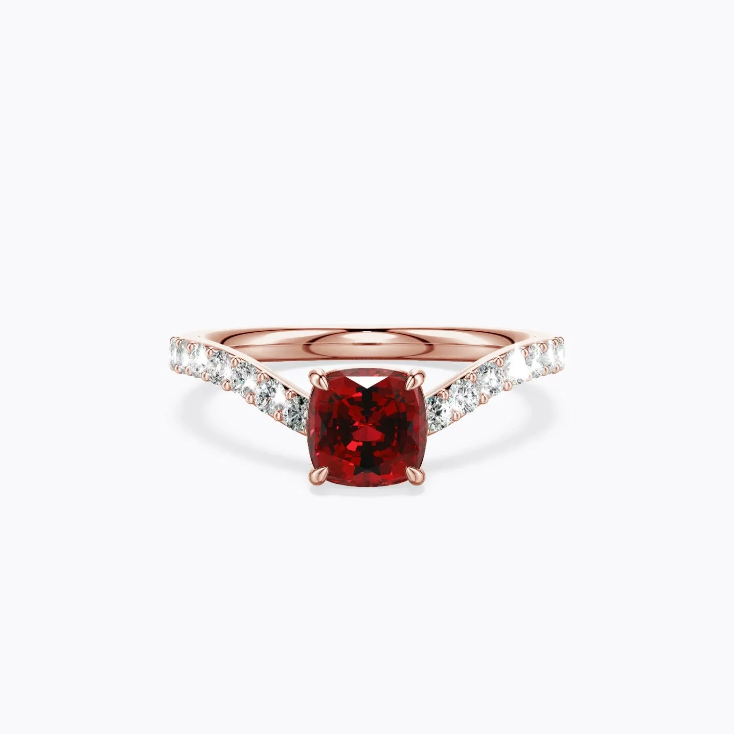 1.87 CTW Cushion Lab-Grown Emerald Curved Engagement Ring with Accents in 14K Rose Gold - Image 4