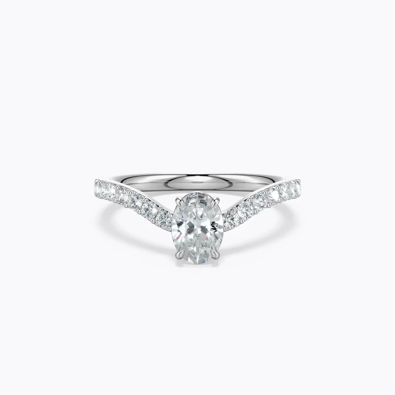 0.68 CTW Oval Lab-Grown Diamond Curved Engagement Ring with Accents in 14K White Gold - Image 6