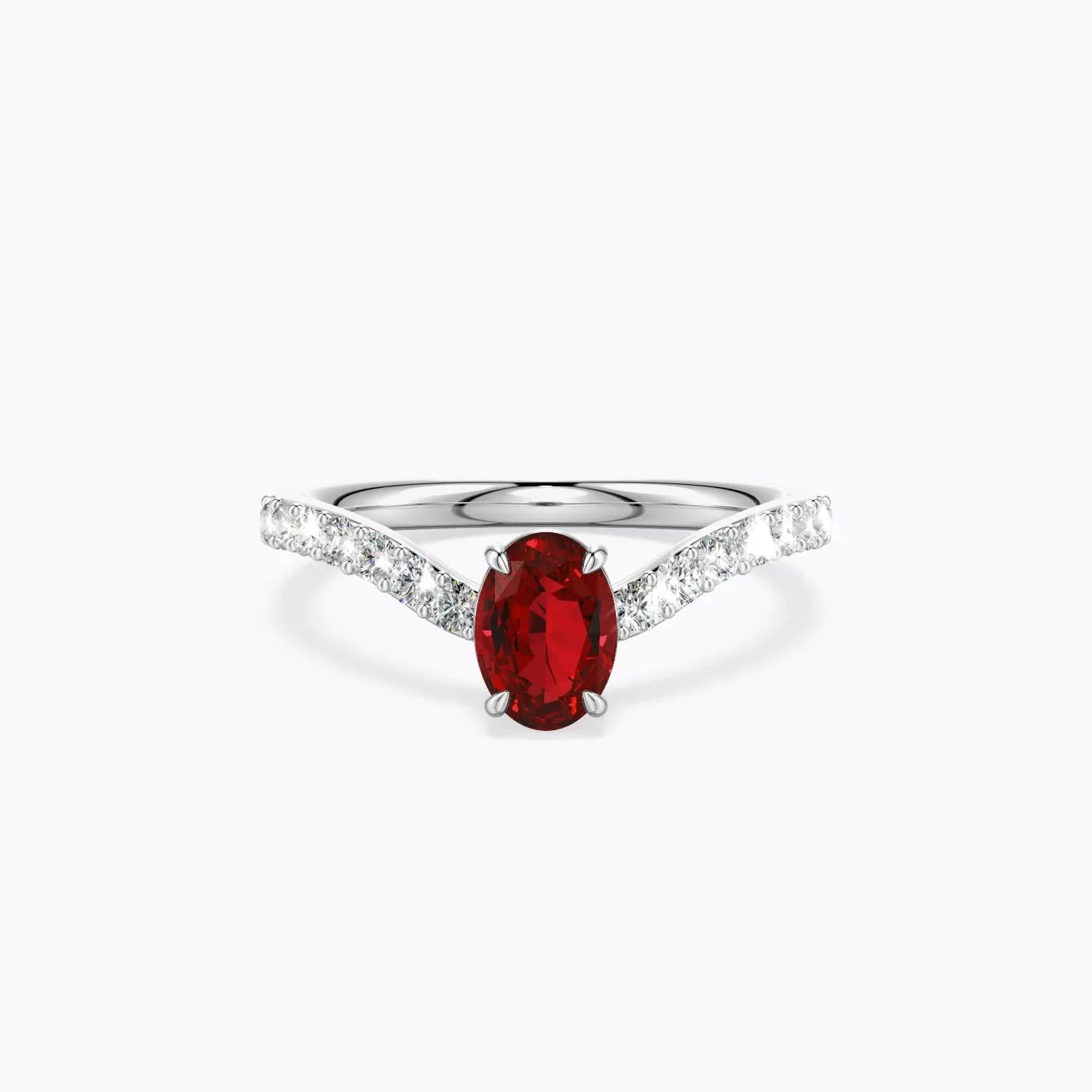 0.68 CTW Oval Lab-Grown Diamond Curved Engagement Ring with Accents in 14K White Gold - Image 8