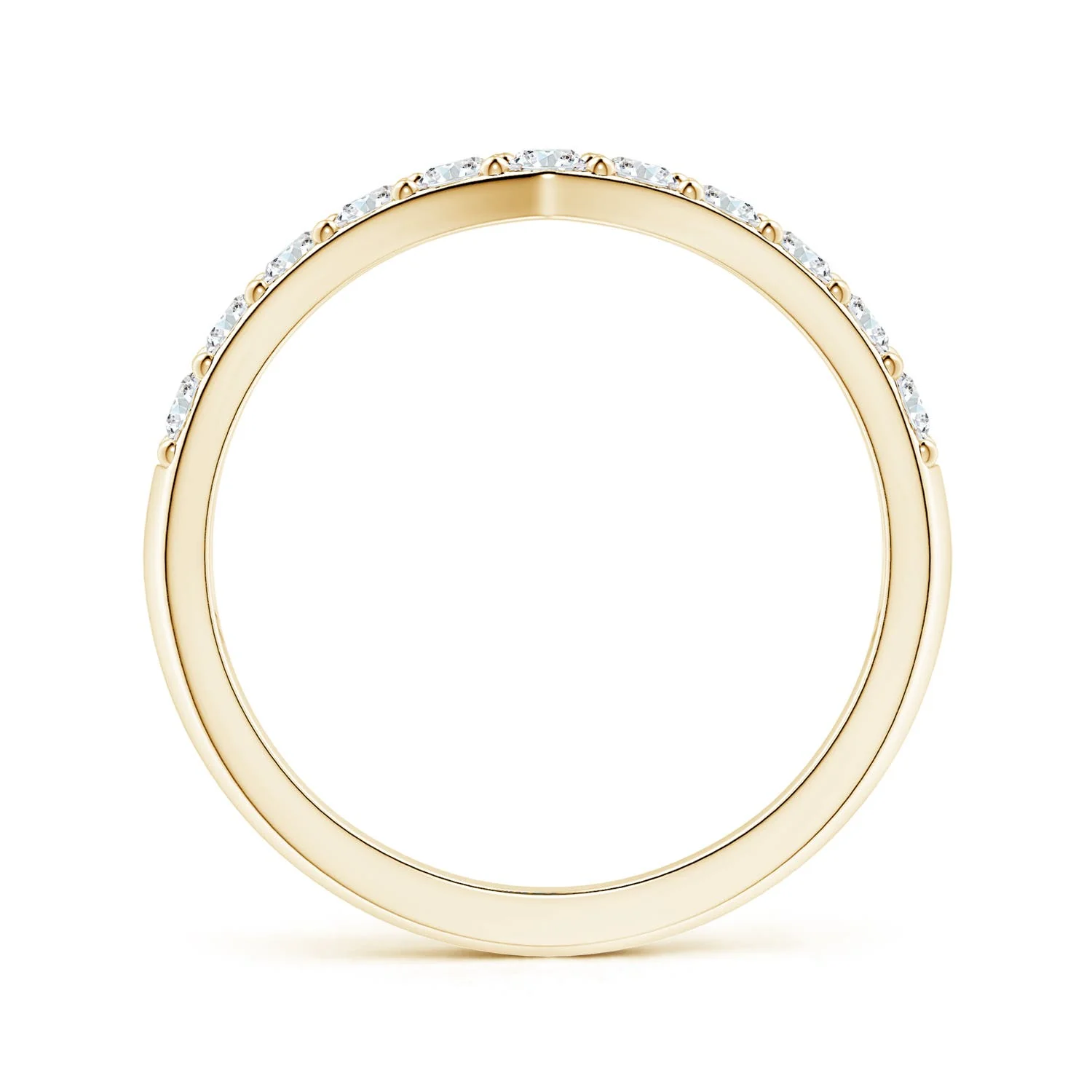 0.97 CTW Lab-Grown Round Diamond Twin Row Chevron Wedding Ring in 14K Yellow Gold - Image 5