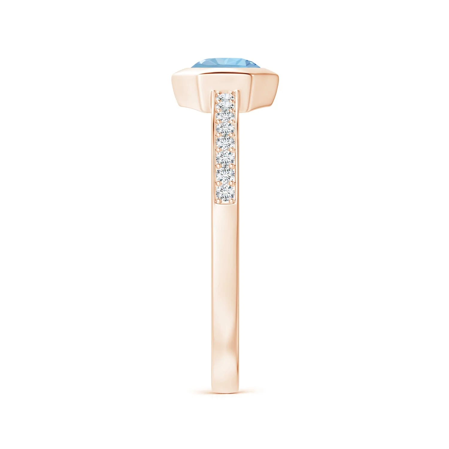 Natori x 0.53 CTW Hexagonal Bezel-Set Aquamarine and Diamond Ring in 14K Rose Gold - Image 4