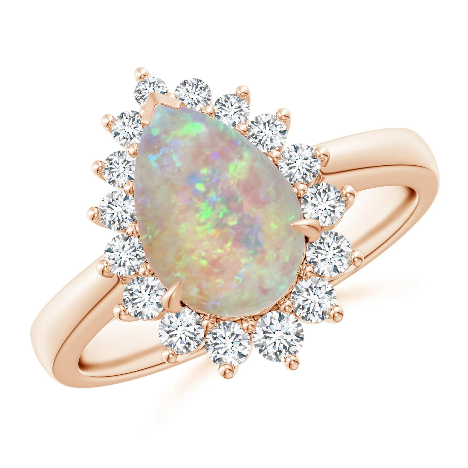 0.6 CTW Pear Tanzanite and Diamond Halo Split Shank Ring in 18K White Gold - Image 2