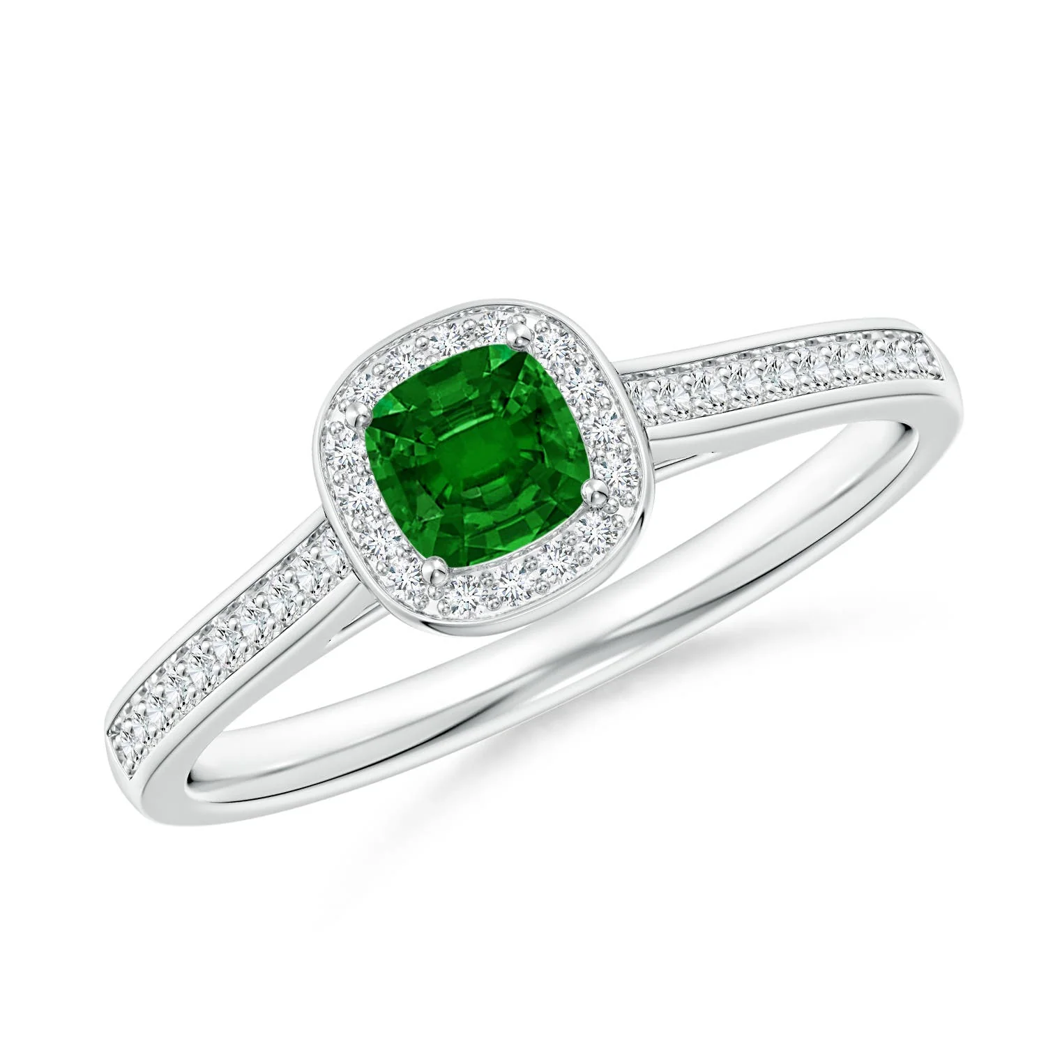 1.14 CTW Oval Three Stone Emerald Engagement Ring with Diamonds in Platinum - Image 4