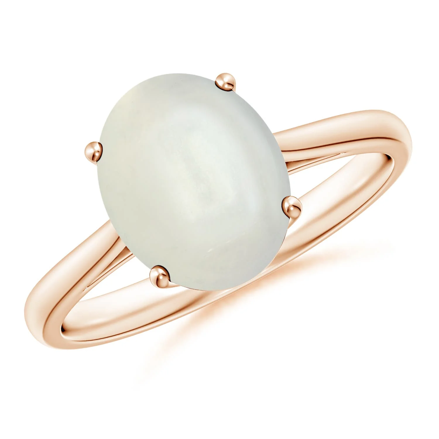 0.45 CTW Oval Moonstone Bypass Ring with Trio Diamond Accents in 18K White Gold - Image 2