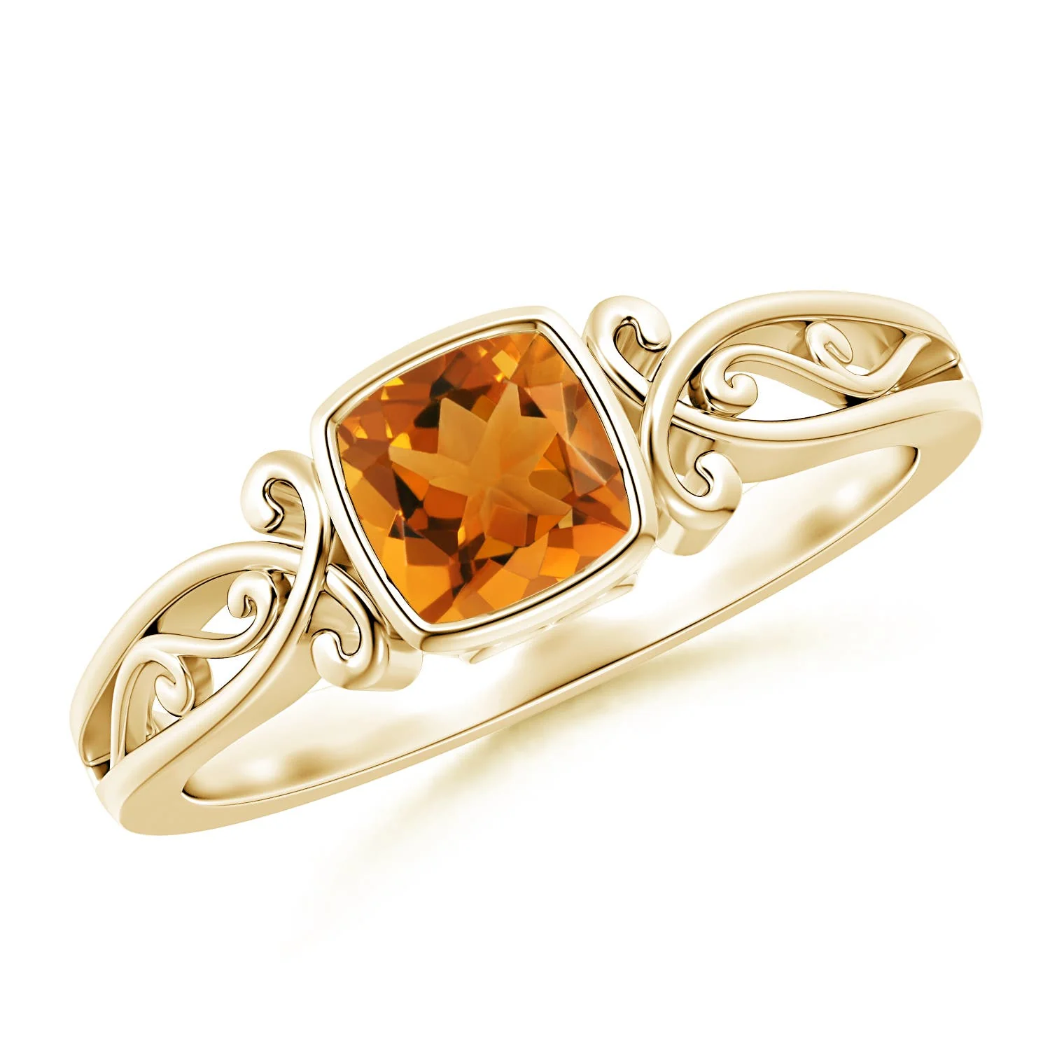 0.79 CTW Tapered Shank Citrine Solitaire Ring with Diamond Accents in 14K Yellow Gold - Image 10