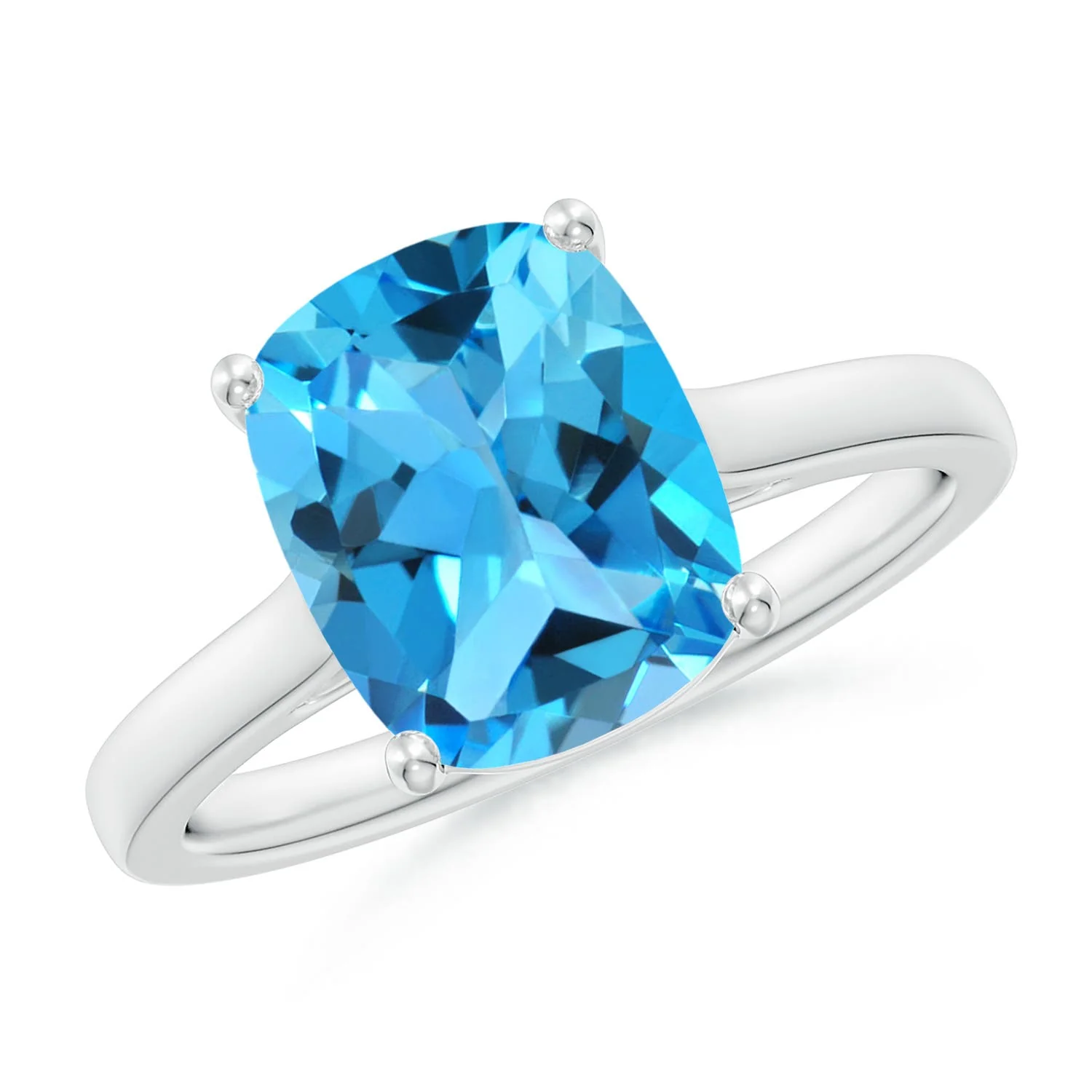 1.15 CTW Round Swiss Blue Topaz Halo Ring with Diamond Accents in 14K Yellow Gold - Image 4
