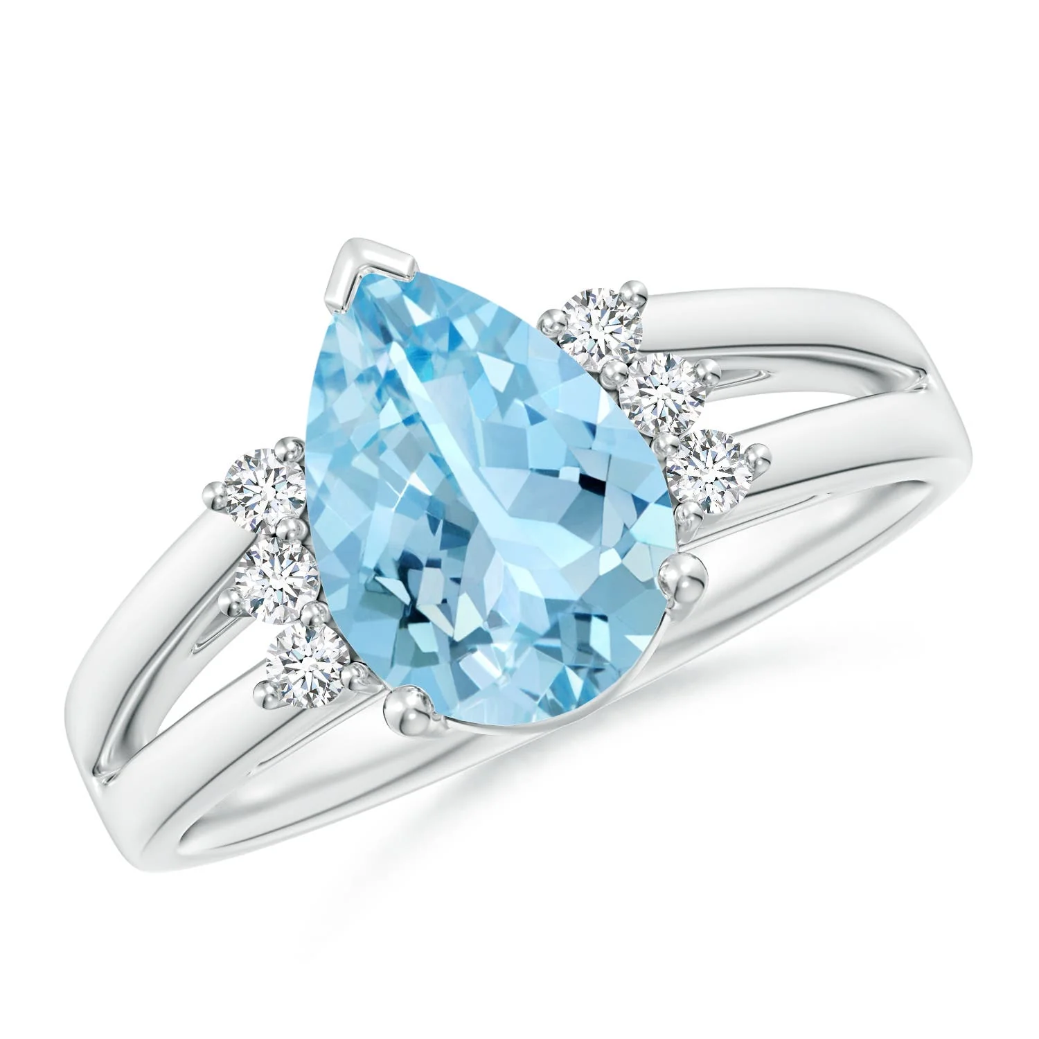 1.23 CTW Pear Morganite Ring with Triple Diamond Accents in 14K White Gold - Image 3