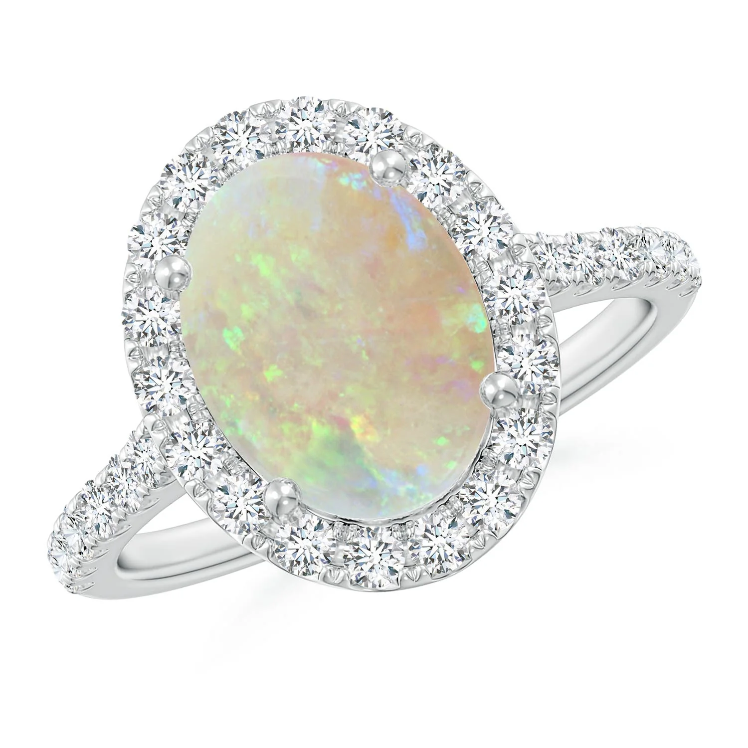 0.66 CTW Oval Opal Ring with Diamond Accents in 18K Rose Gold - Image 3
