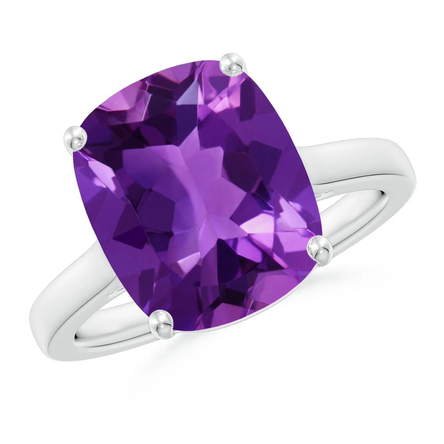 4.0 CTW Emerald Cut Garnet Solitaire Ring with Milgrain in Platinum - Image 9