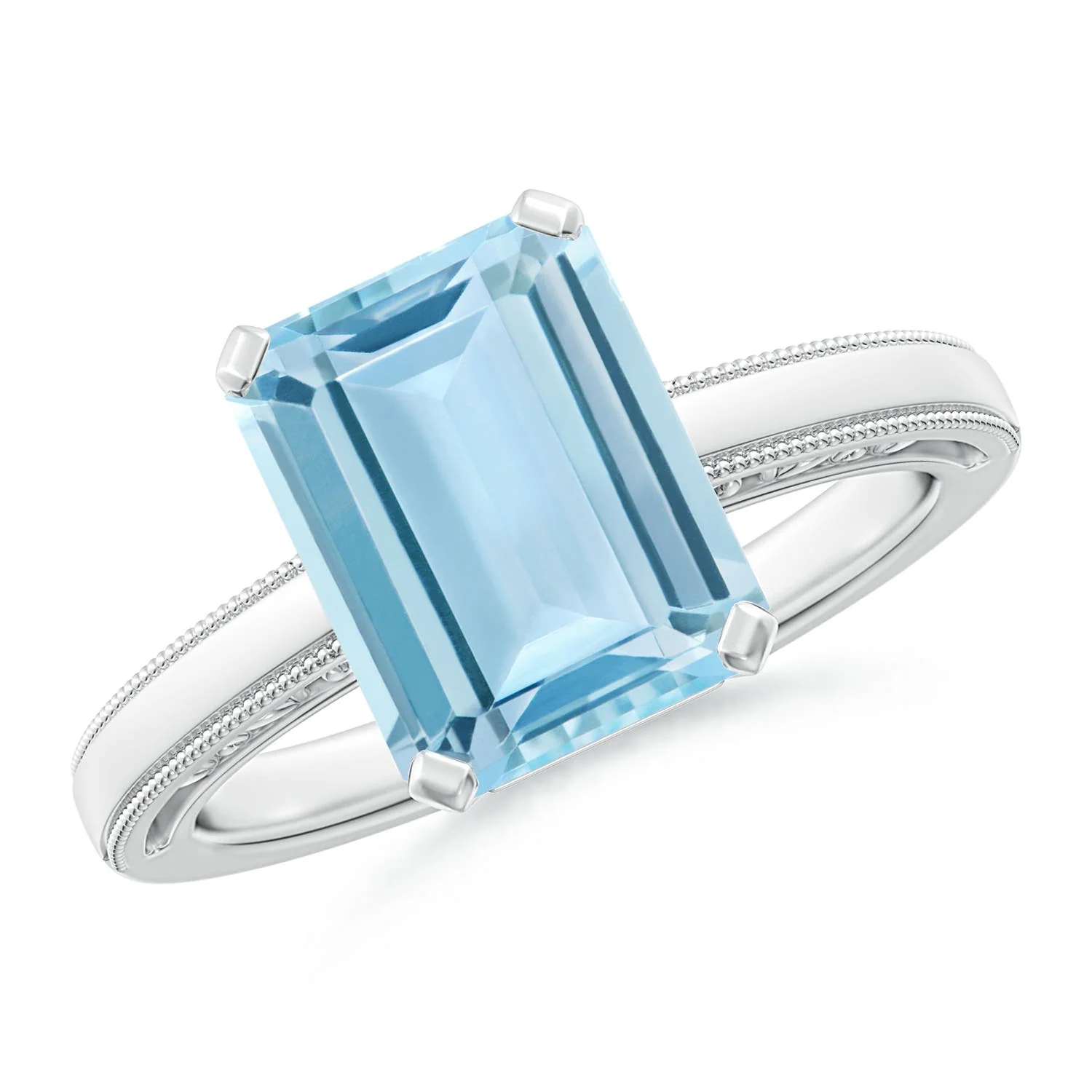 1.15 CTW Emerald Cut Pink Tourmaline Solitaire Ring with Milgrain in 14K Yellow Gold - Image 2