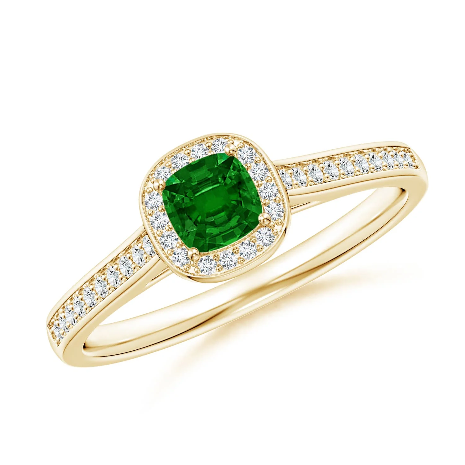 0.59 CTW 3-Prong-Set Heart Emerald Engagement Ring With Diamond Accents in 18K White Gold - Image 6